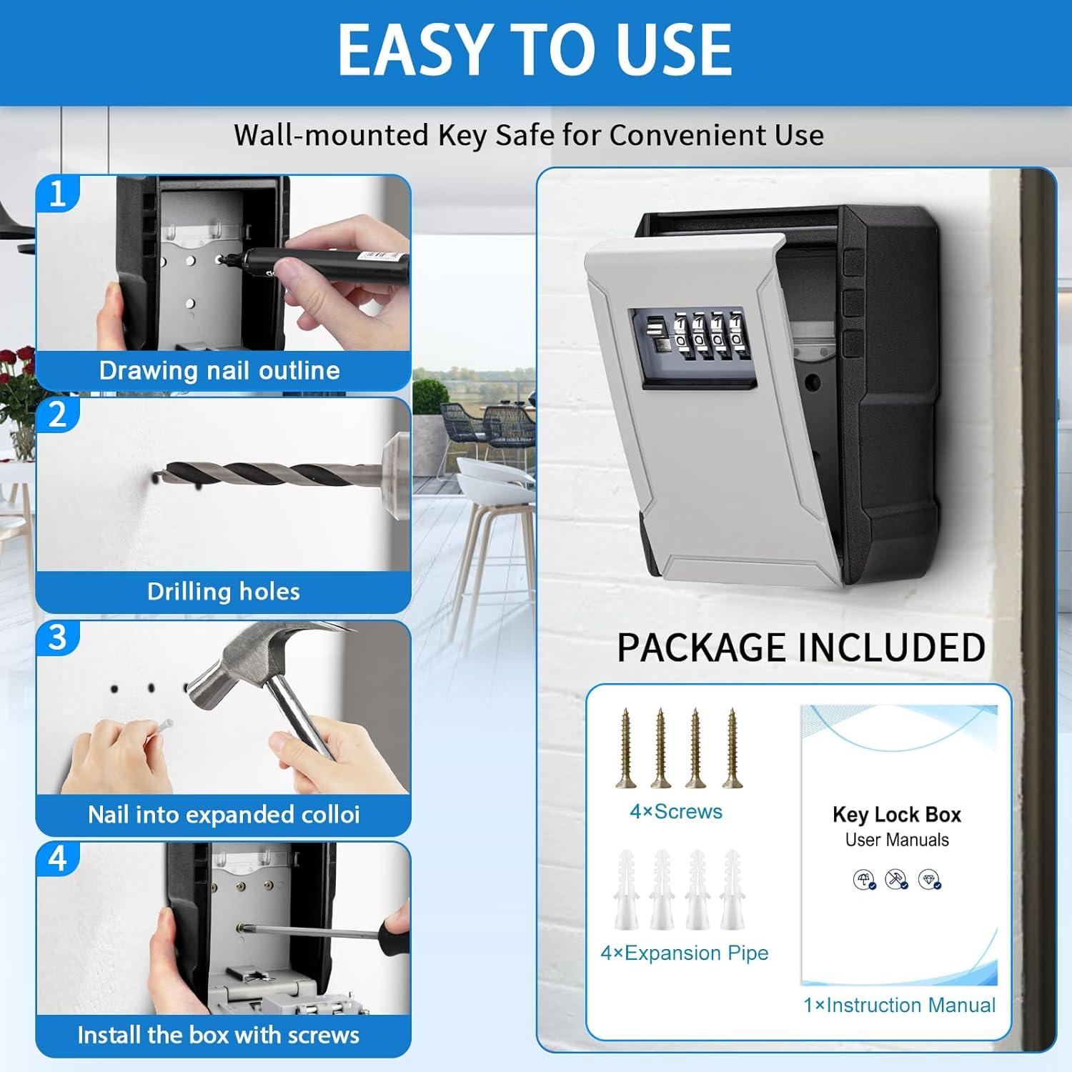 Caja de Llave Grande BKNOOU con Combinación 4 Dígitos Impermeable