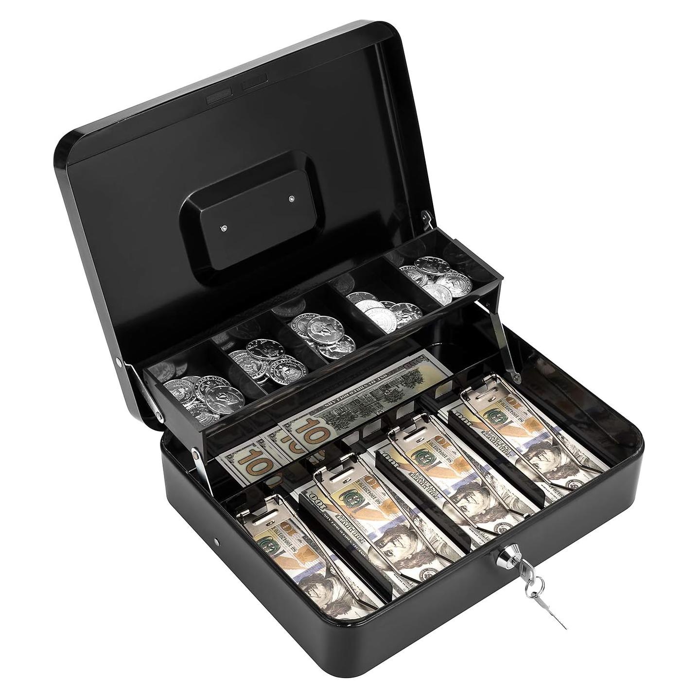 Caja de Dinero Goehiaul con Llave 30x24x9 cm Metal Negro