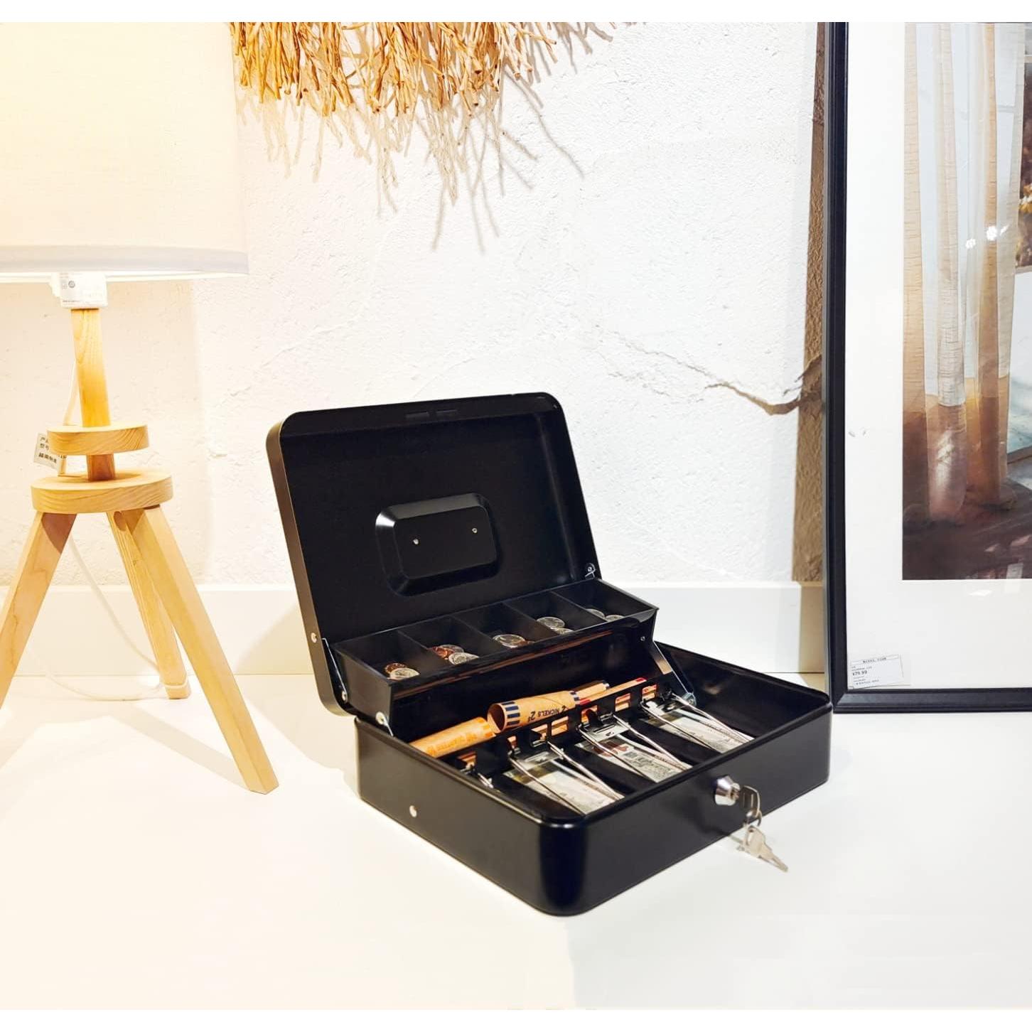 Caja de Dinero Goehiaul con Llave 30x24x9 cm Metal Negro