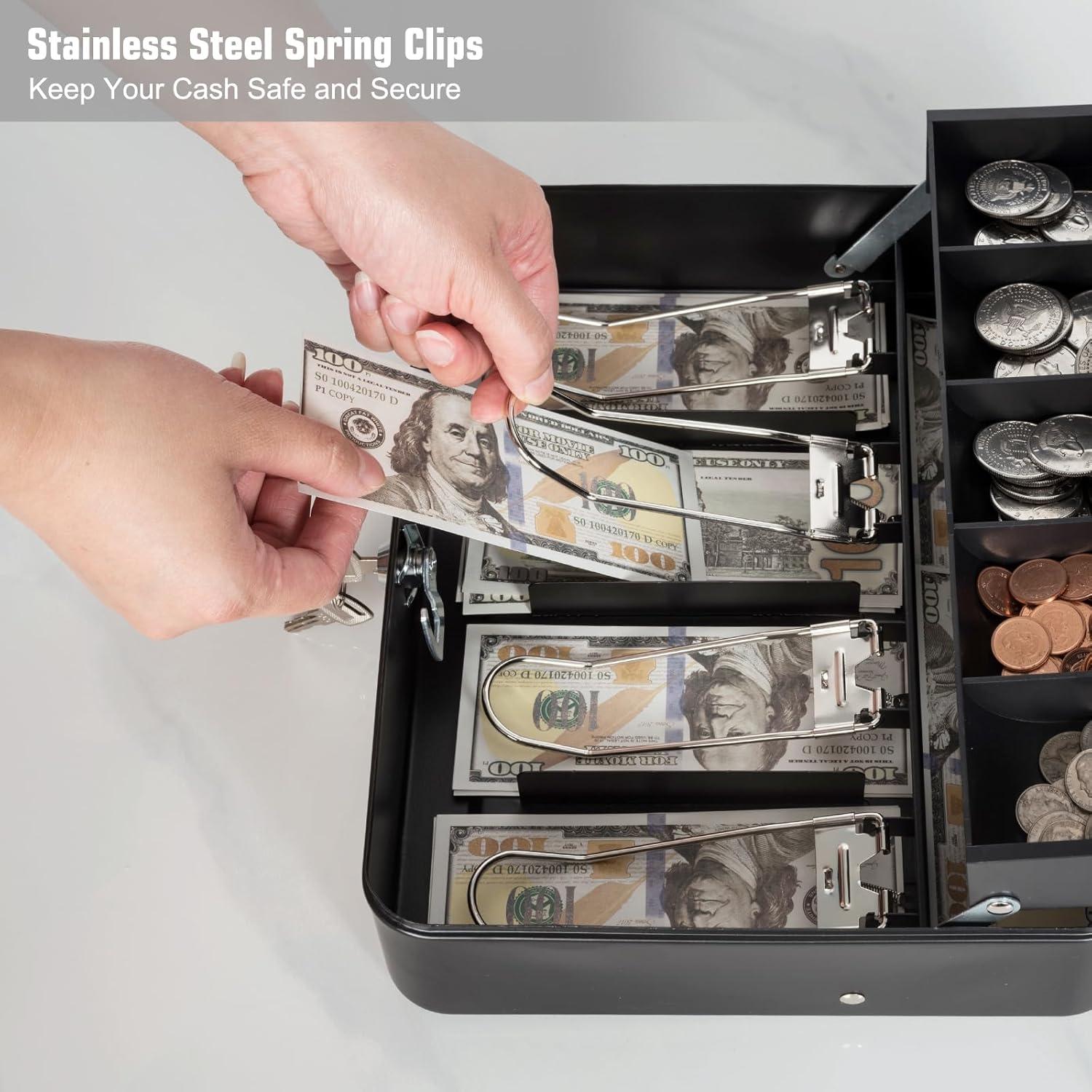 Caja de Dinero Goehiaul con Llave 30x24x9 cm Metal Negro