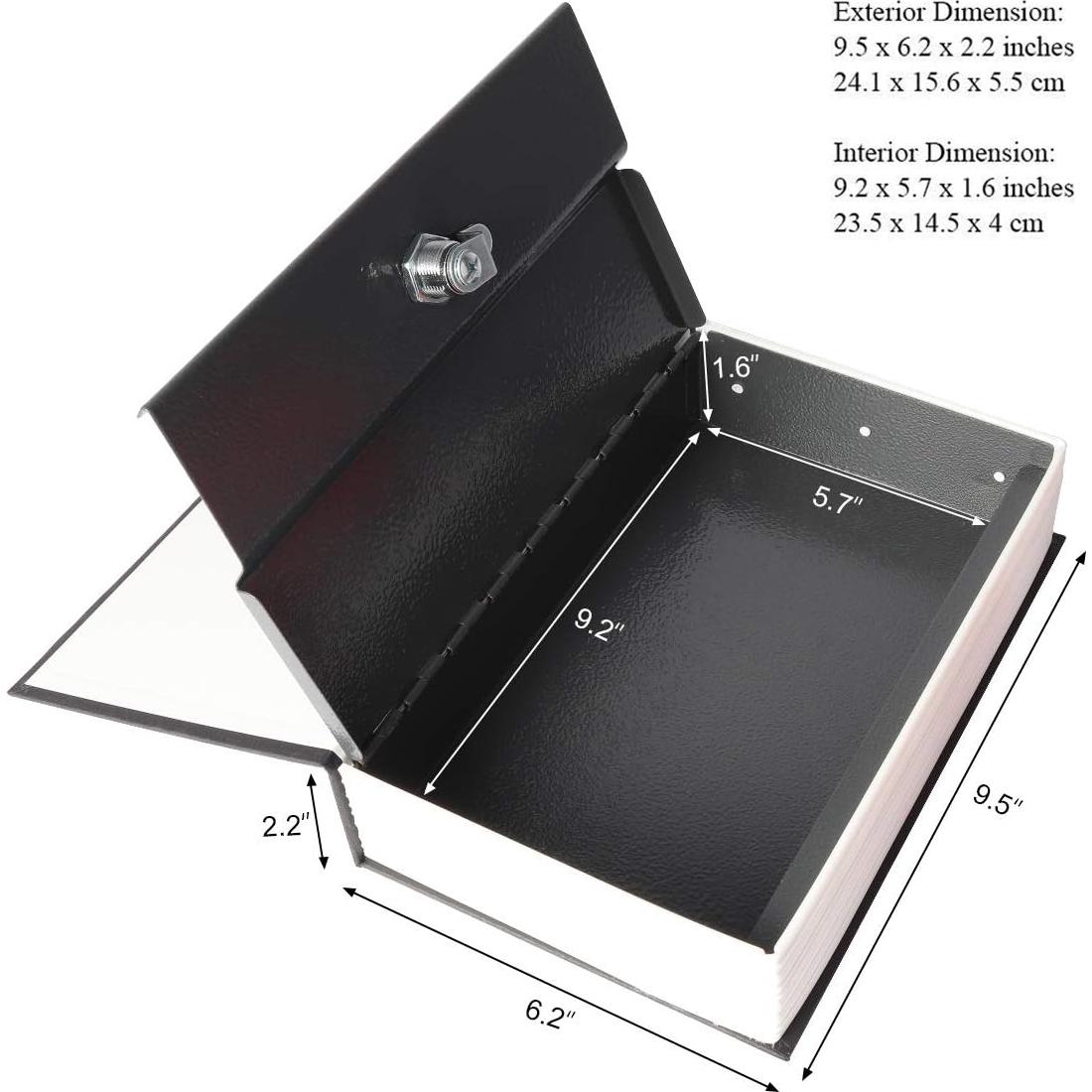 Caja de Libro con Cerradura de Llave Jssmst Grande Negra