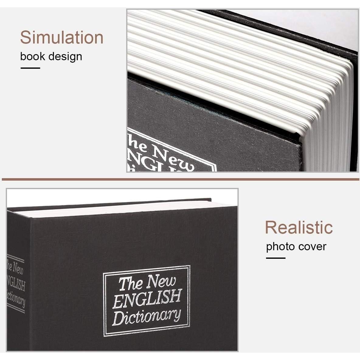 Caja de Libro con Cerradura de Llave Jssmst Grande Negra