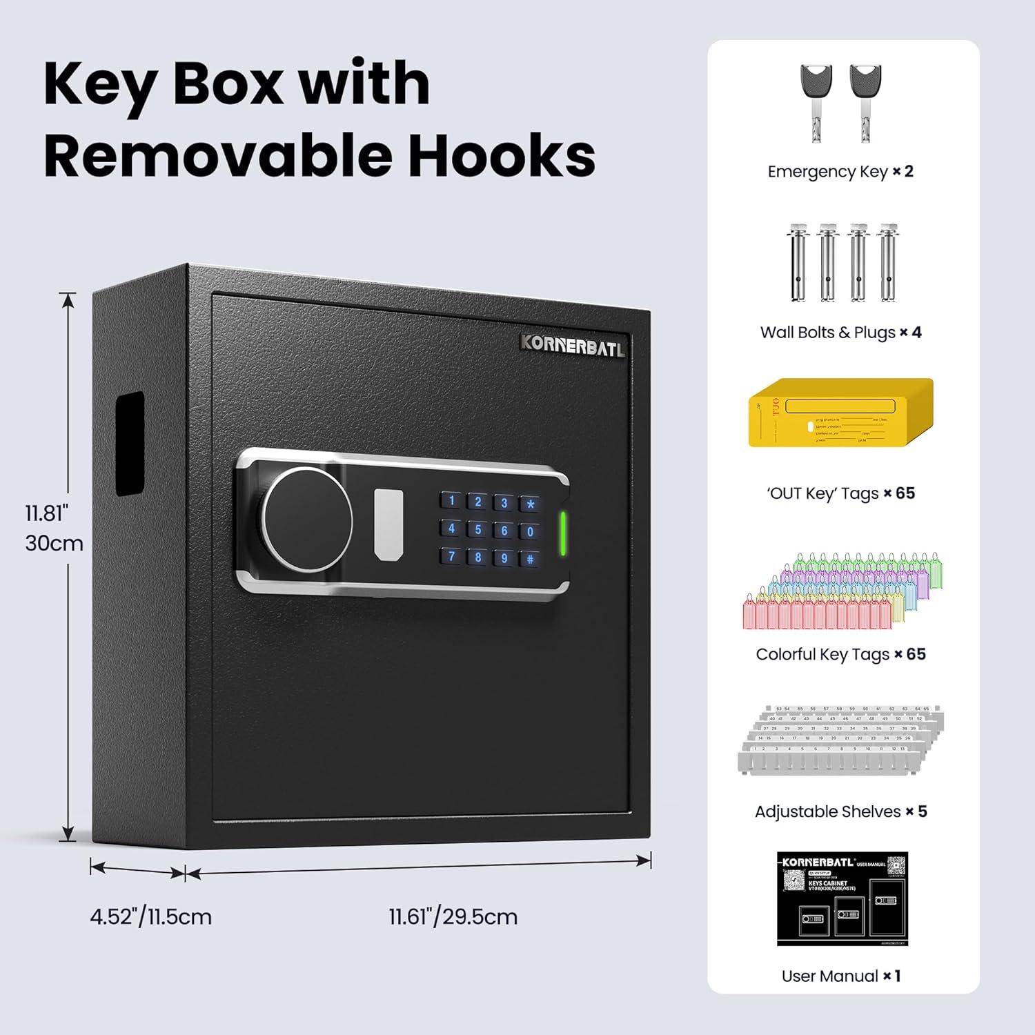 Caja de Llaves Electrónica KornerBatl 64 Llaves Montaje Pared