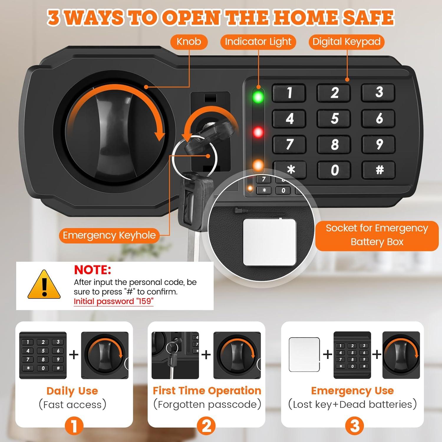 Caja Fuerte a Prueba de Fuego GHJGAGE 2.3 Pies Cúbicos Digital