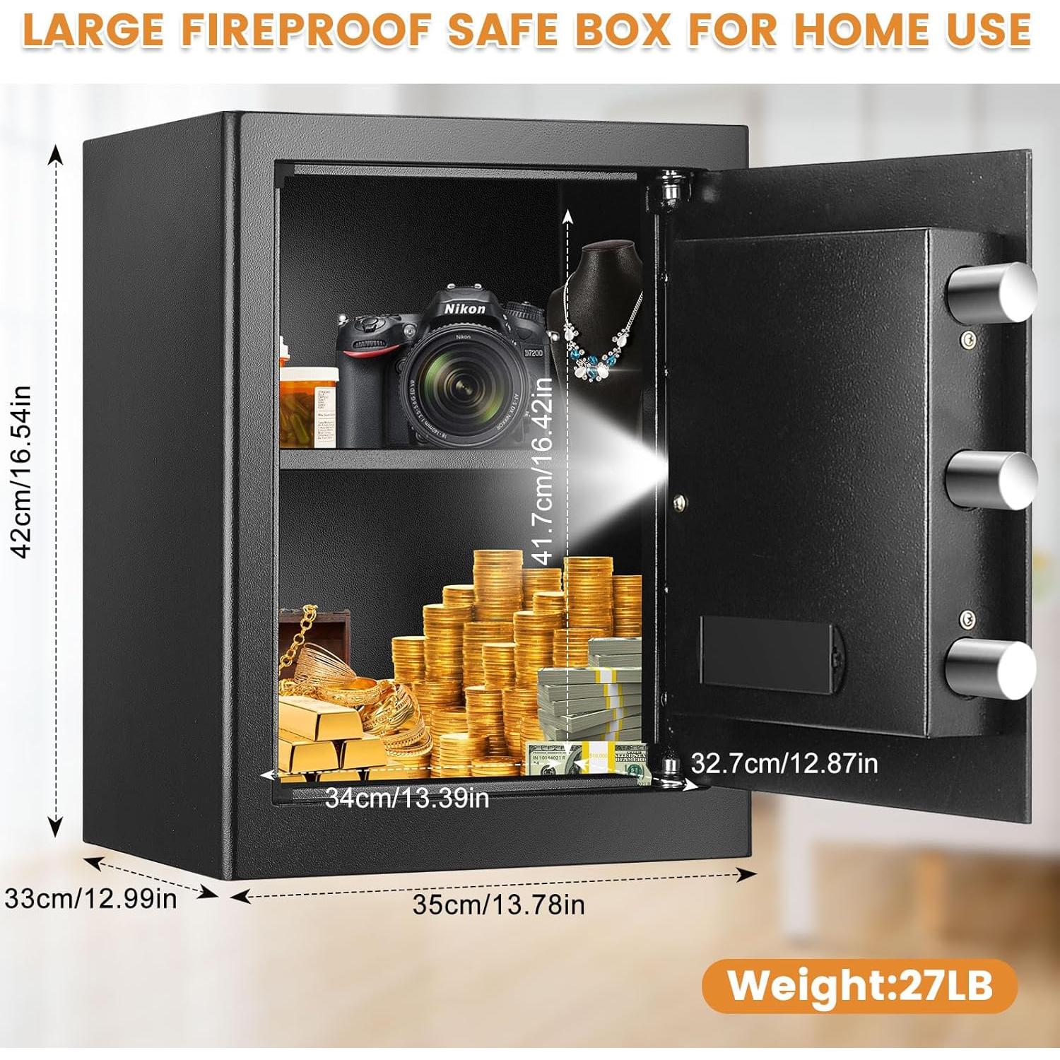 Caja Fuerte a Prueba de Fuego GHJGAGE 2.3 Pies Cúbicos Digital