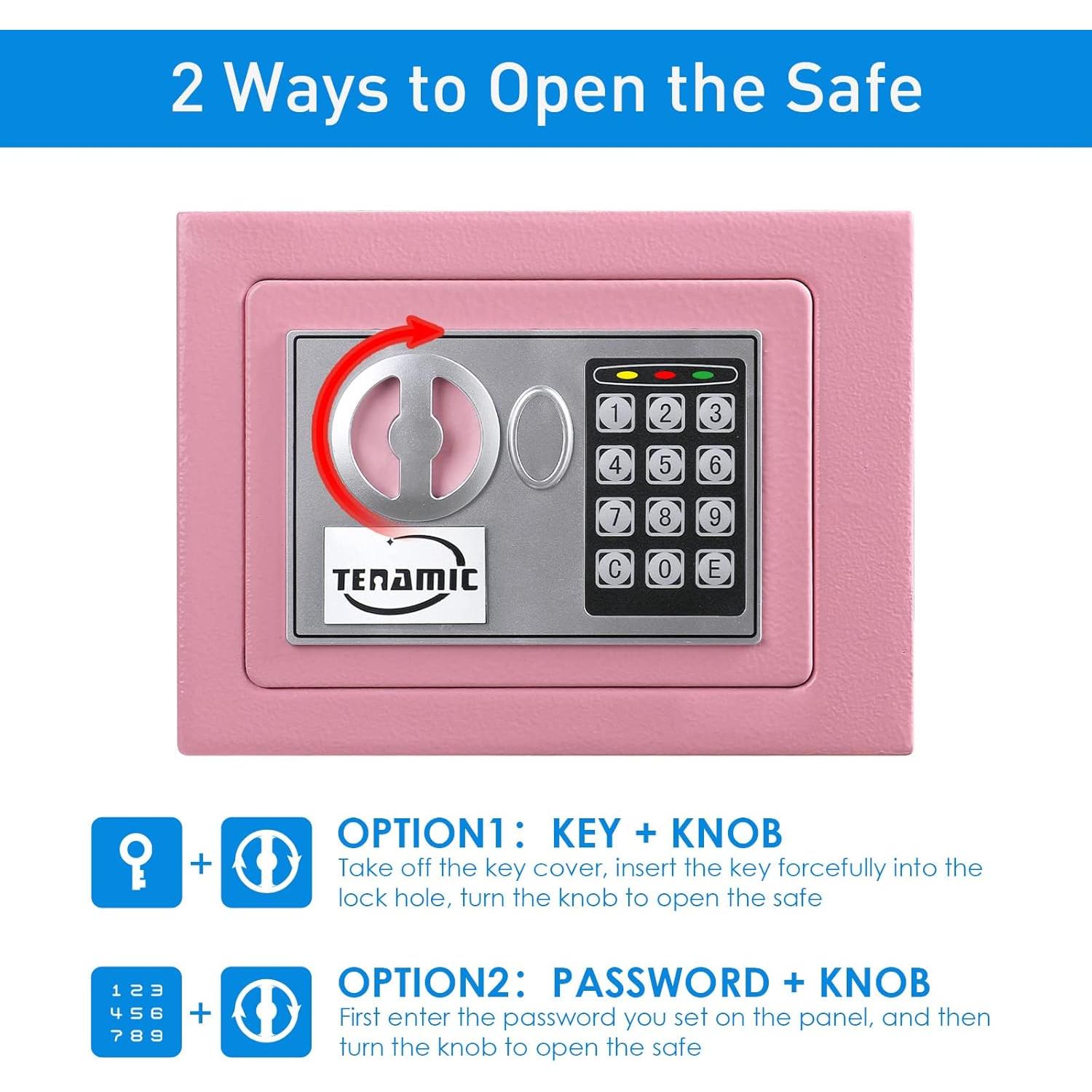 Caja Fuerte Tenamic 0.23 Pies³ Electrónica Rosa con Alarma