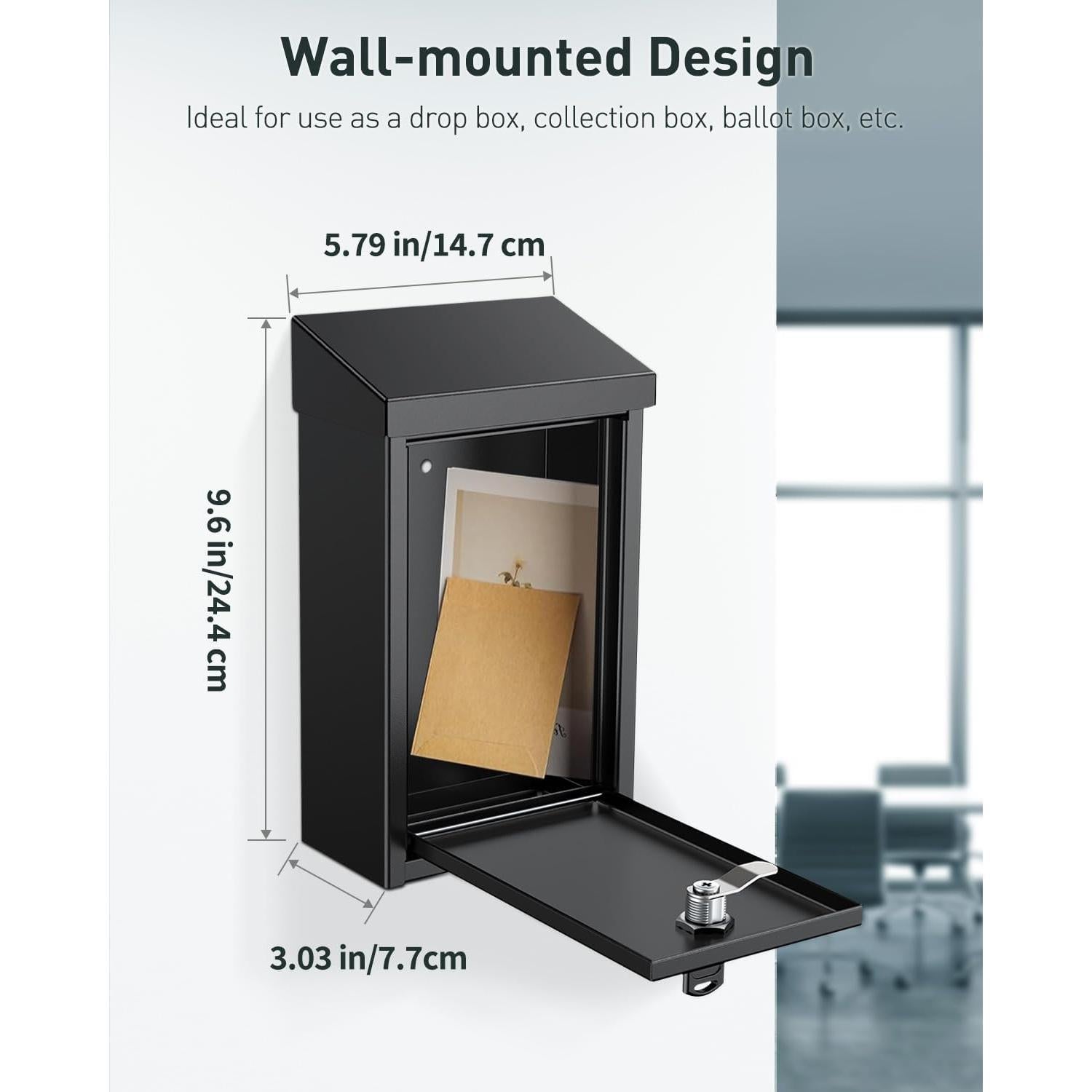 Caja de Donaciones Uniclife de Metal Negro con Cerradura 24.4cm