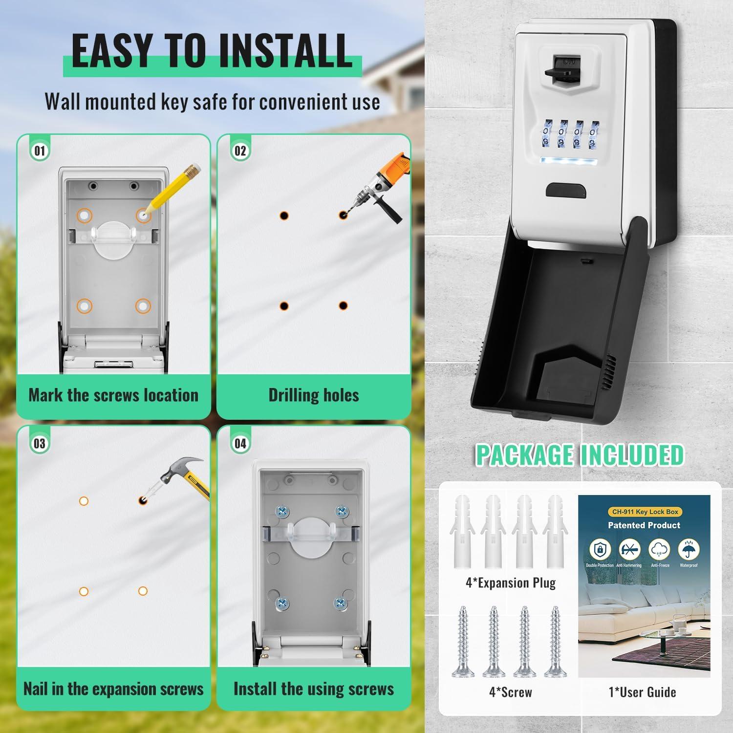 Caja de Llave ZENTREON con Cerradura de Combinación a Prueba de Agua