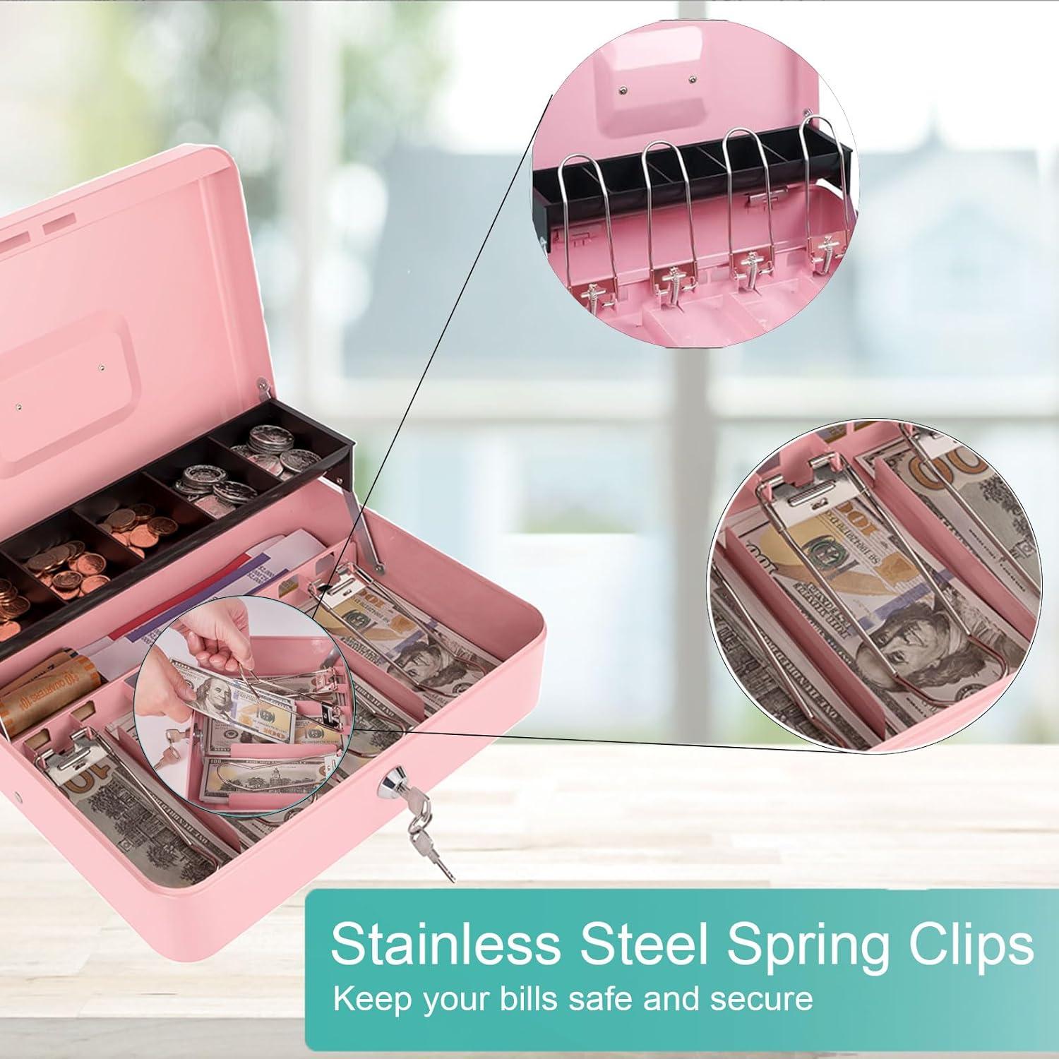 Caja de Dinero Crinwaki con Cerradura Llave 30x24x9cm Rosa