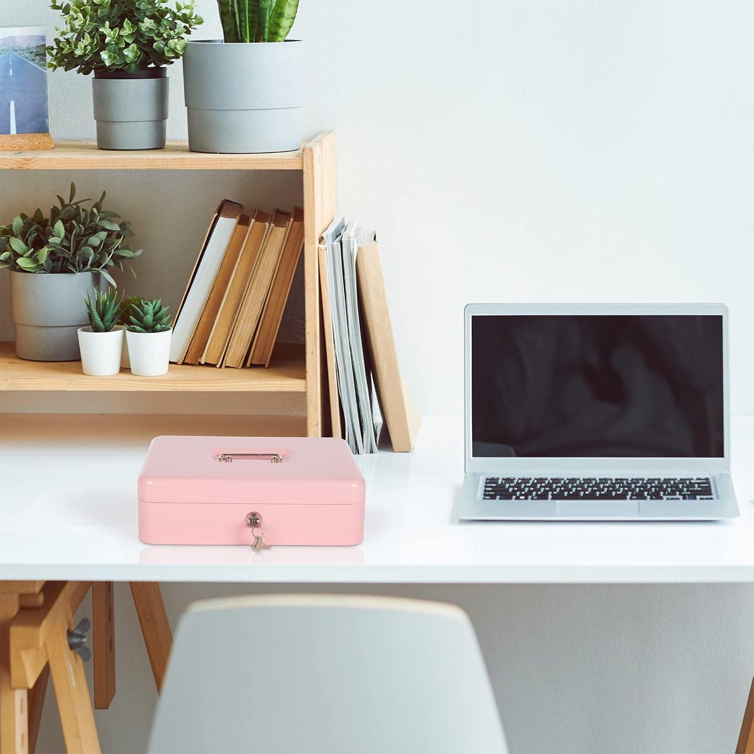 Caja de Dinero Crinwaki con Cerradura Llave 30x24x9cm Rosa