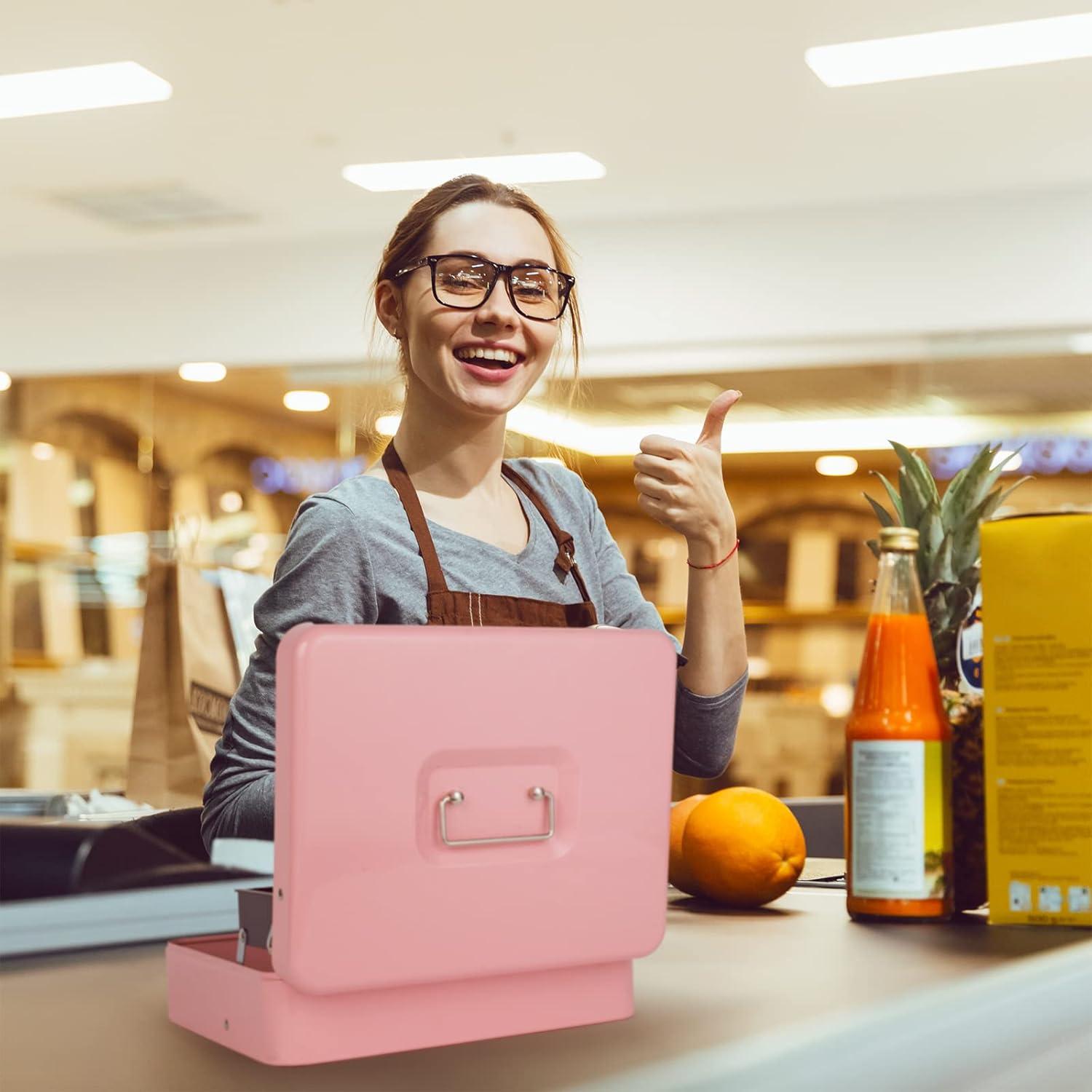 Caja de Dinero Crinwaki con Cerradura Llave 30x24x9cm Rosa
