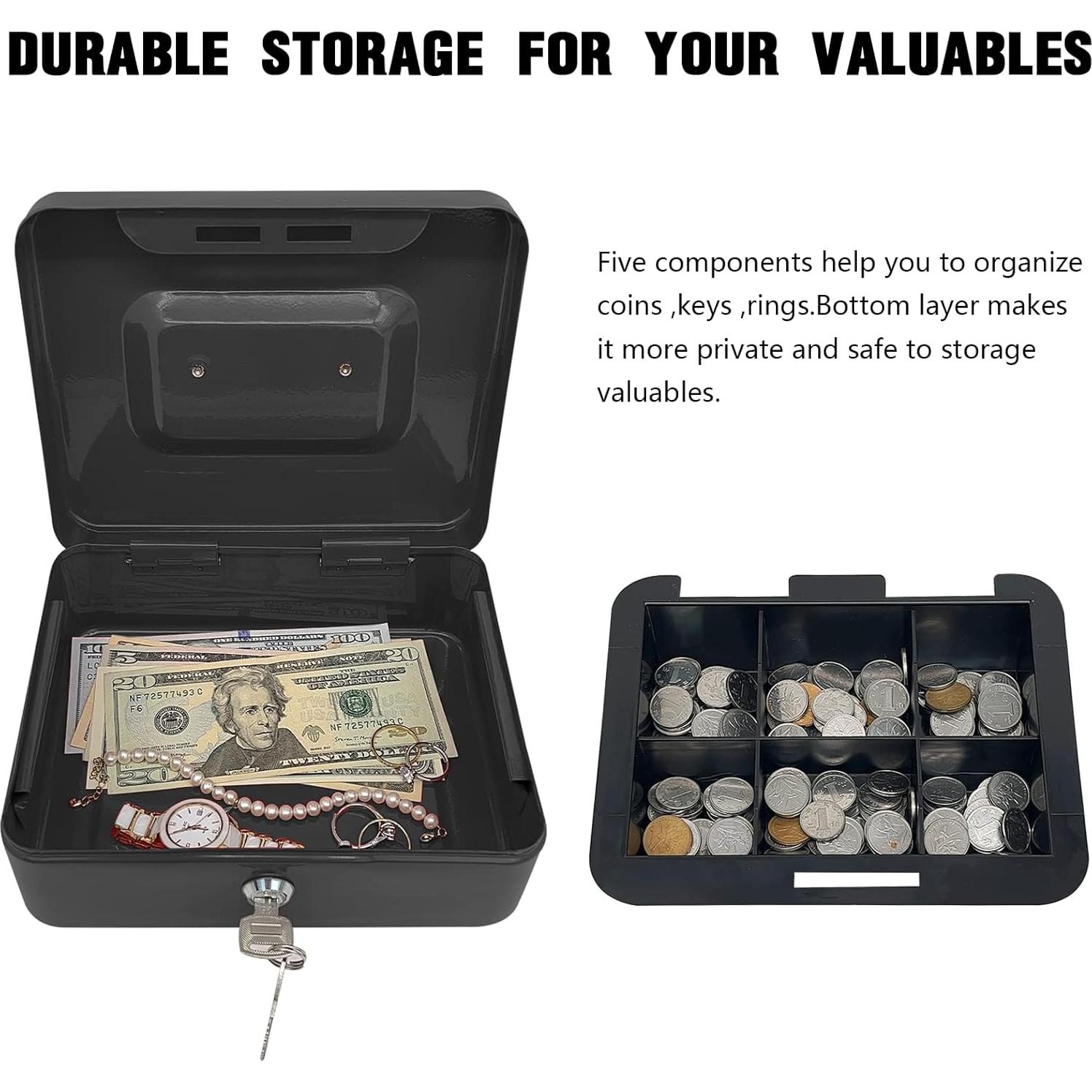 Caja de Dinero de Acero PACOLO con Cerradura de Llave 20 cm