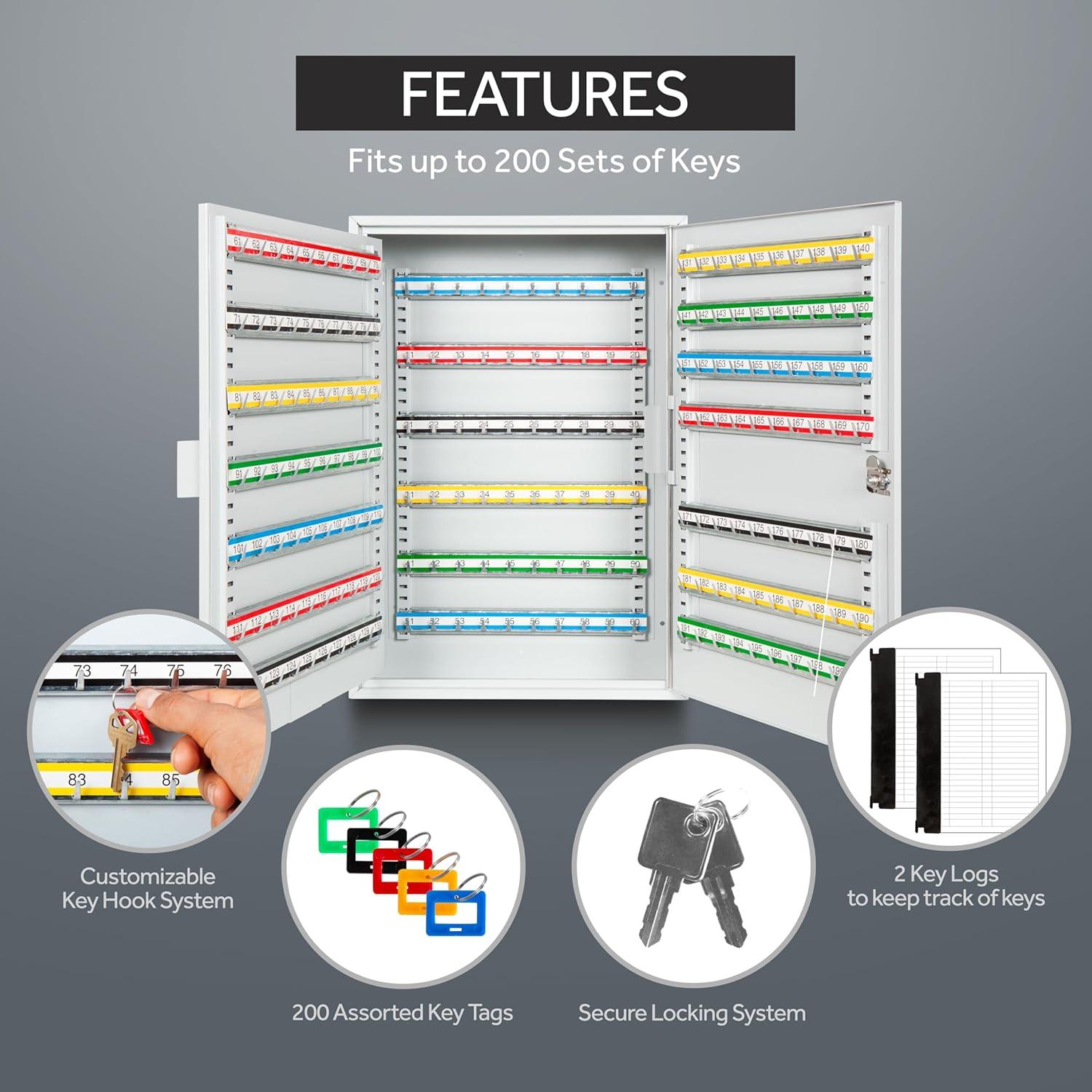 Caja de Claves Durabox 200 Posiciones Acero Gris Claro