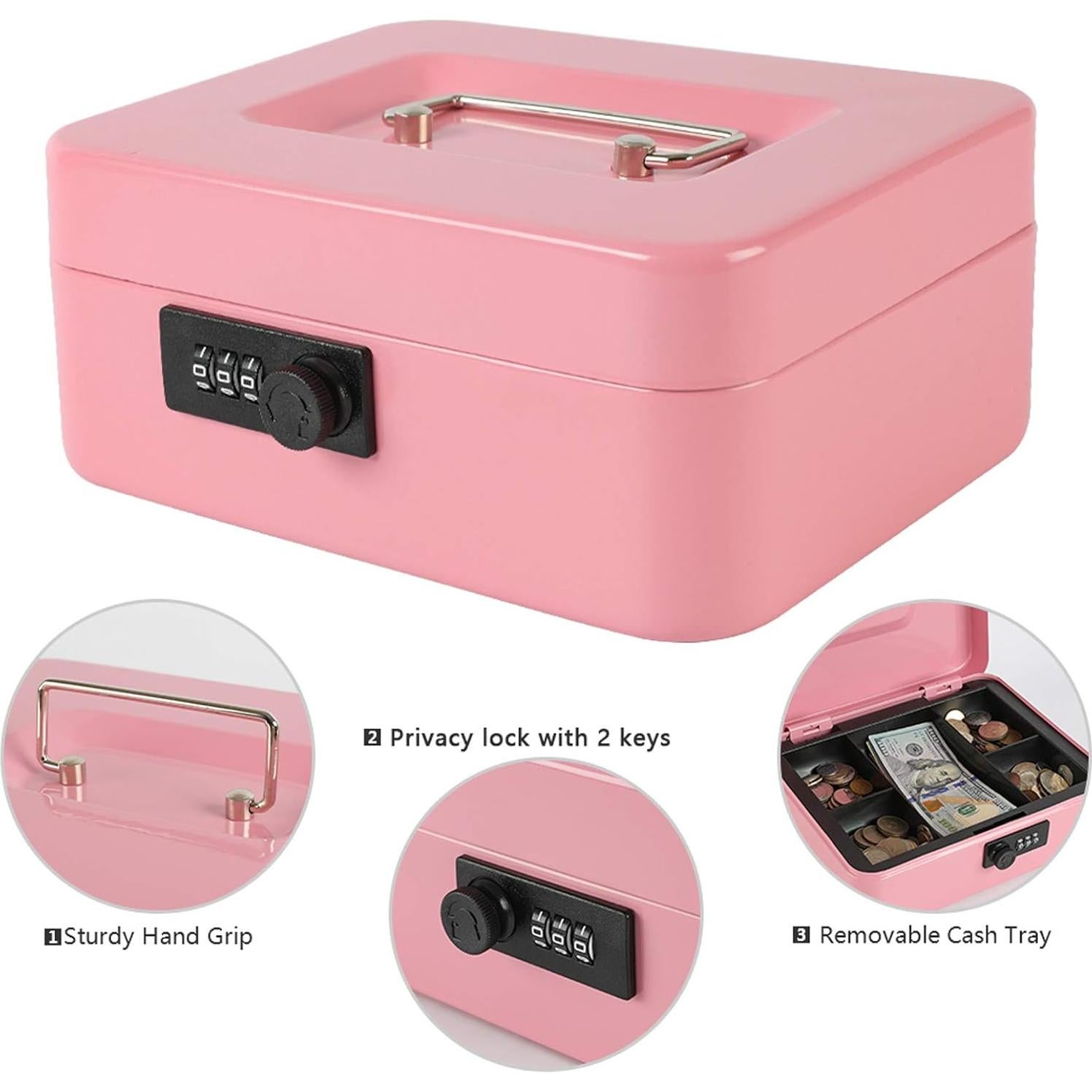 Caja Fuerte Mediana xydled de Acero con Cerradura Combinación Rosa