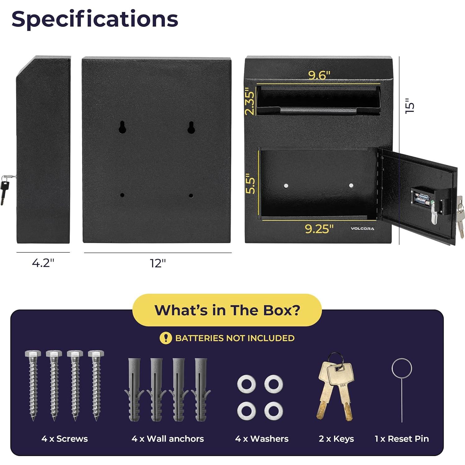 Caja de Depósito Volcora Digital con Cerradura Electrónica 38.1x30.5cm