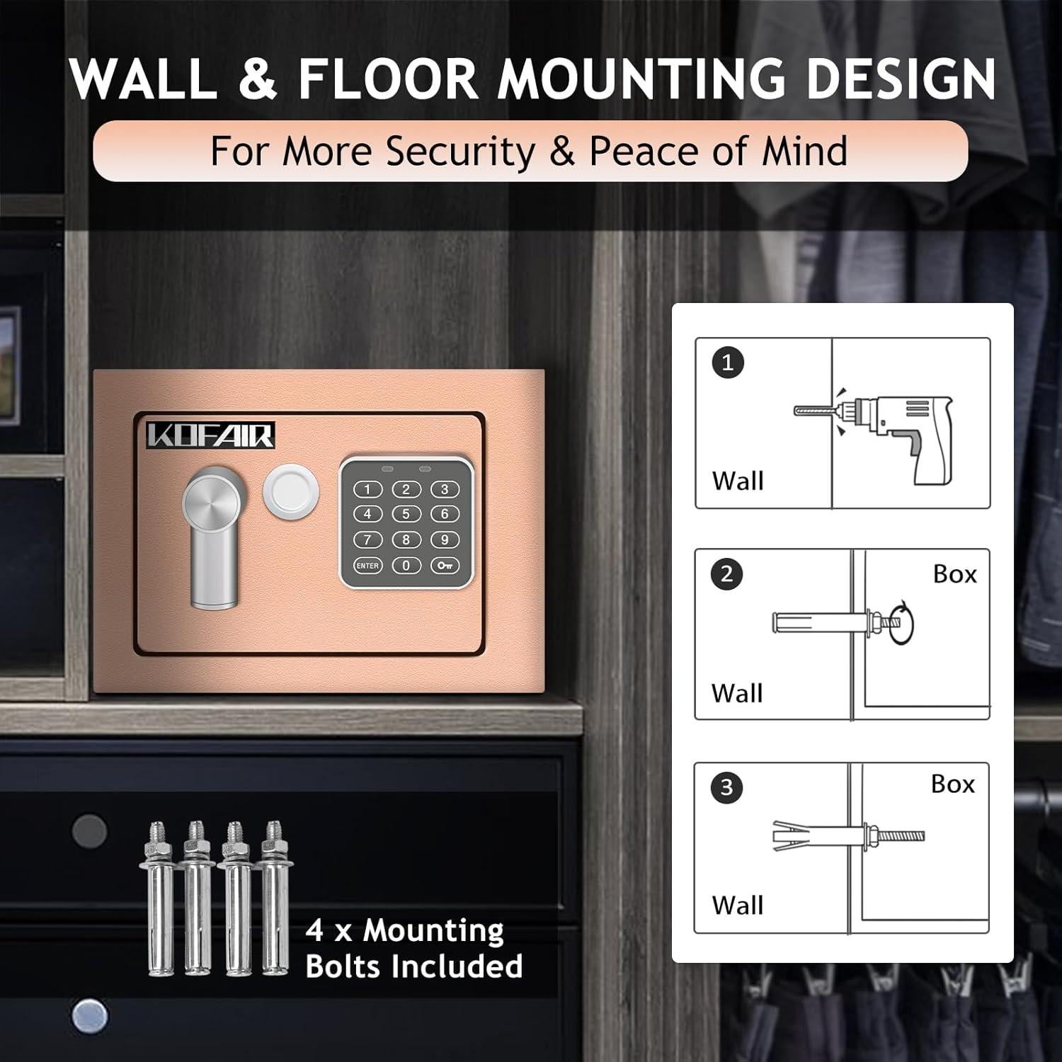 Caja Fuerte Digital KOFAIR 0.23 Pies³ Ignífuga con Luz