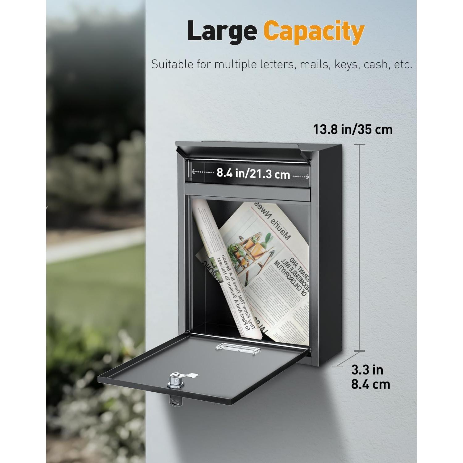 Buzón de Pared Uniclife con Cerradura de Llave - Negro