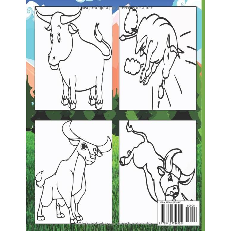 TORO LIBRO PARA COLOREAR: Libro de colorear para niños, niños y niñas, niños pequeños, hermosas ilustraciones para todas las edades. (Spanish Edition)