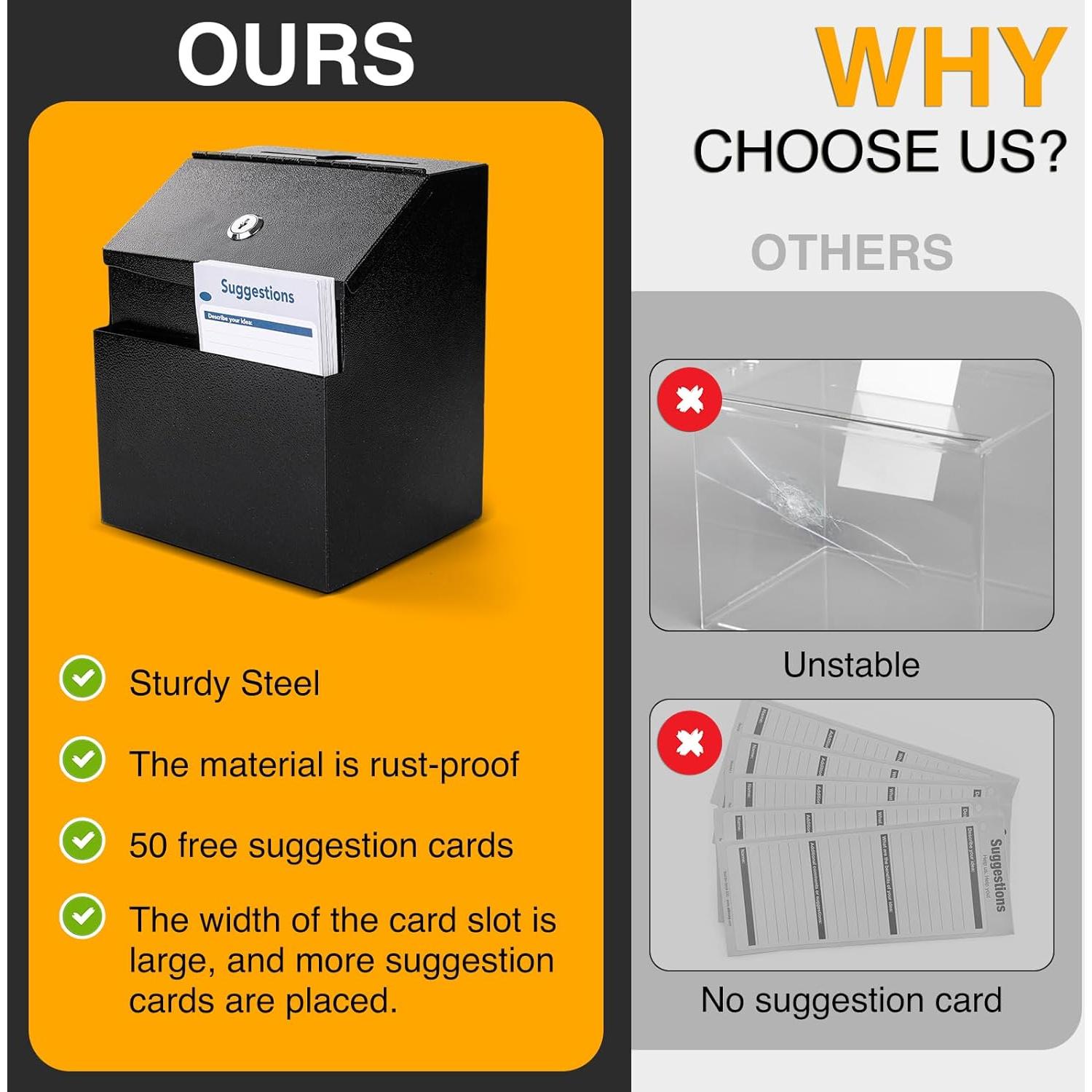 Caja de Sugerencias LINSIRON 2 Pcs Metal 21.34x14.73x17.78 cm