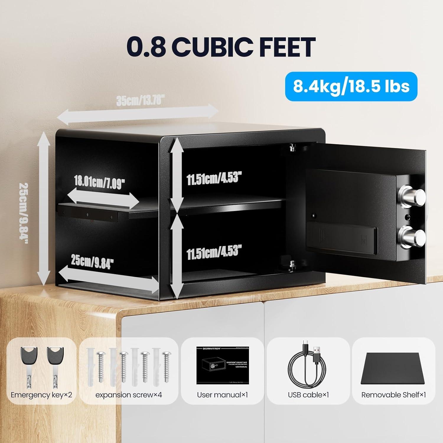 Caja Fuerte Biométrica Grimtron 0.8 Pies³ con Teclado LED