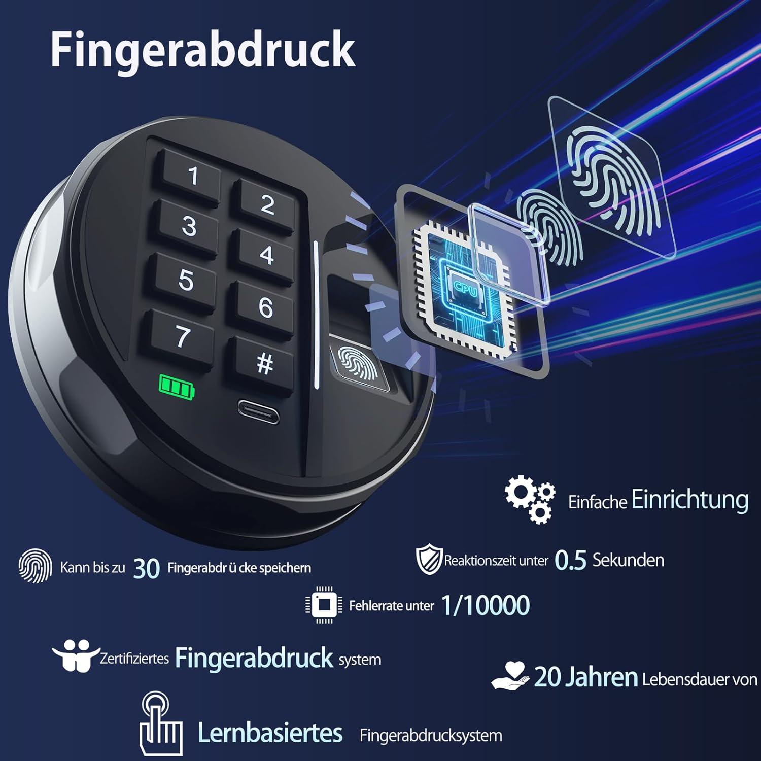 Caja Fuerte Biométrica Grimtron 0.8 Pies³ con Teclado LED