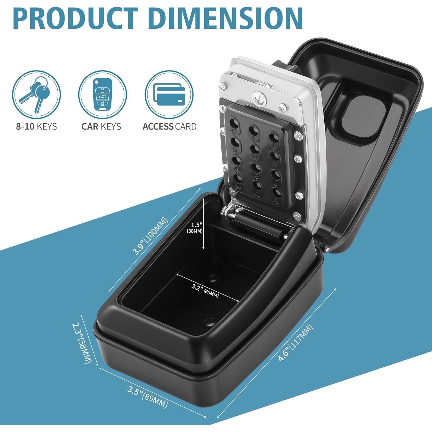 Caja de Llave WJYMRO Montada en Pared 9 Dígitos Impermeable