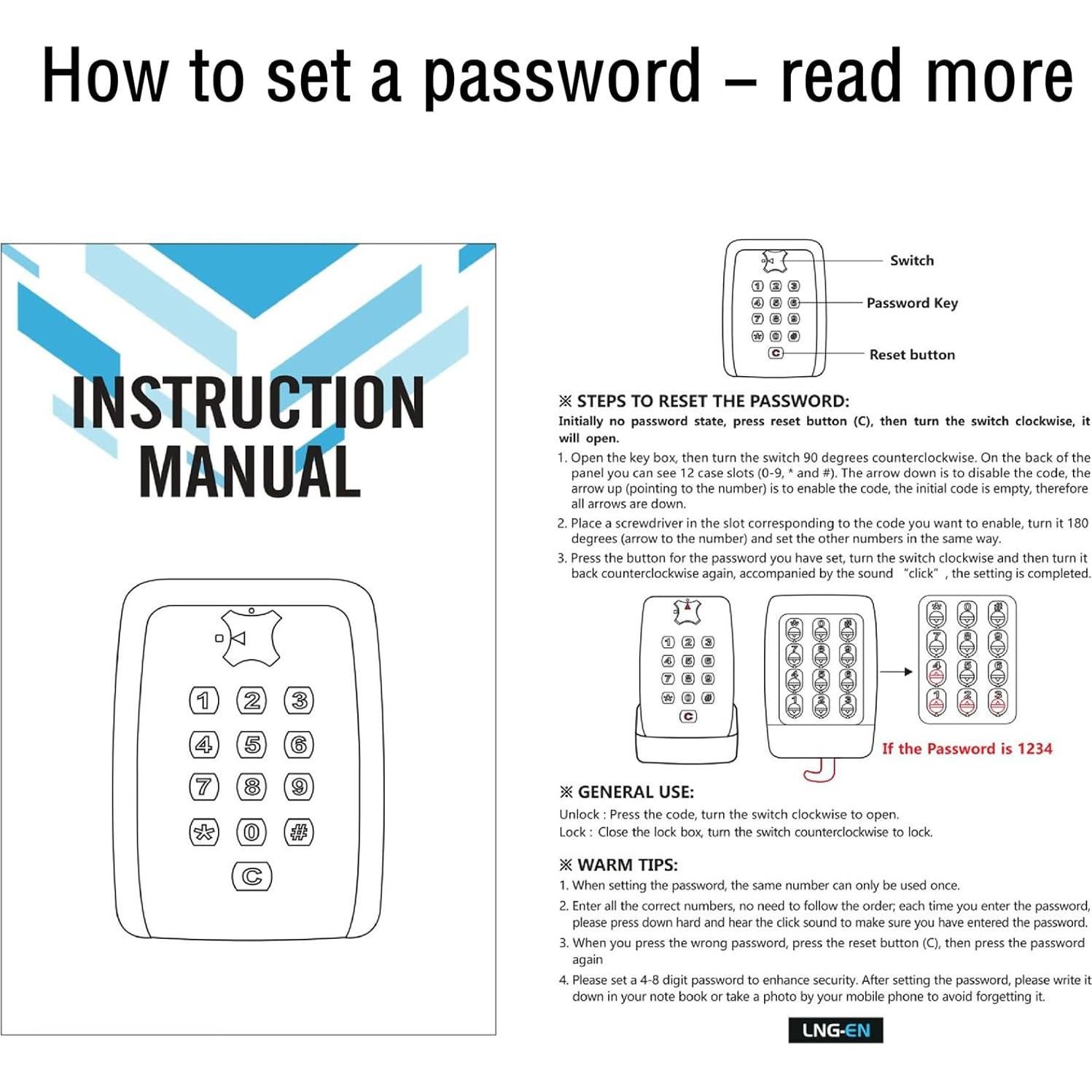 Caja de Llave WJYMRO Montada en Pared 9 Dígitos Impermeable