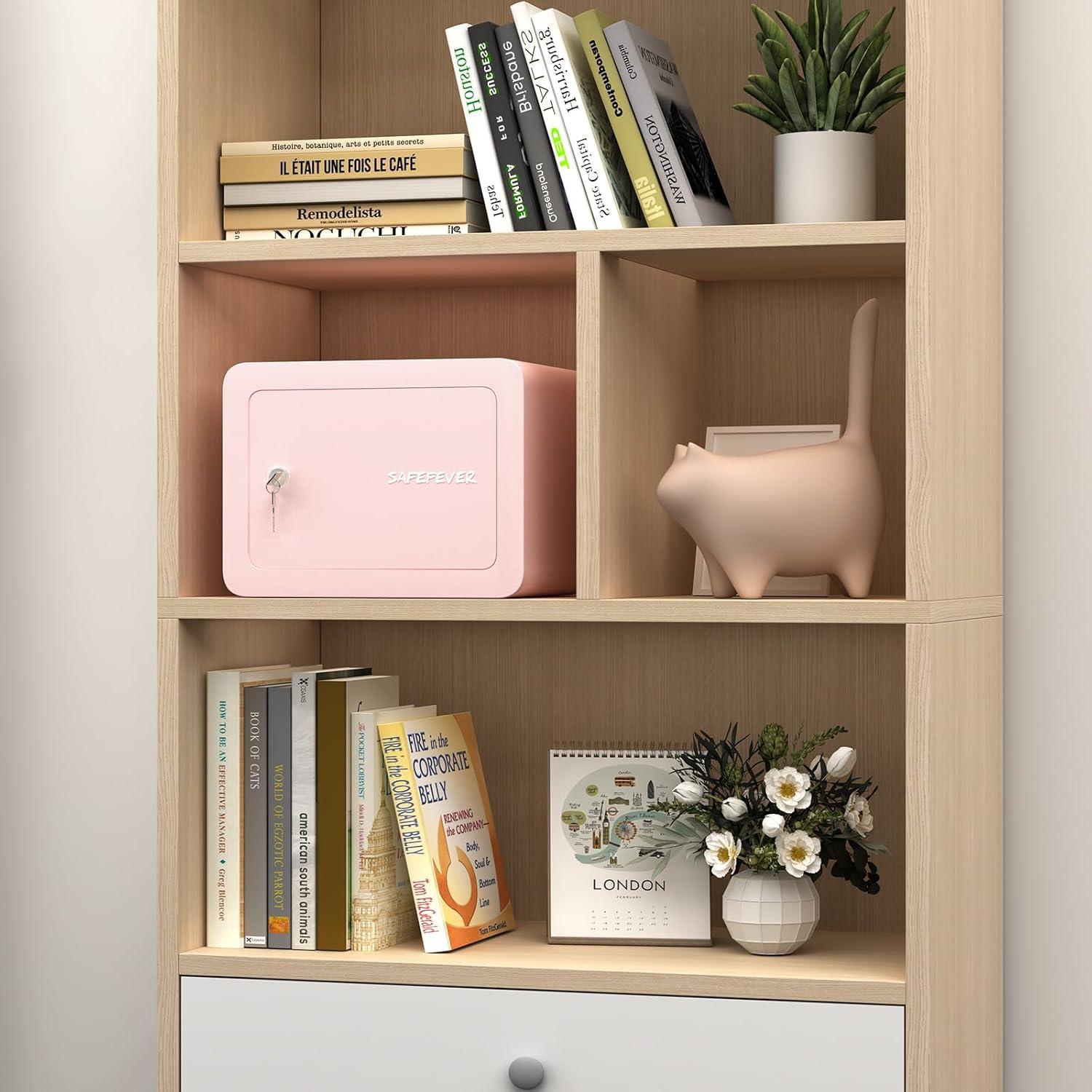 Caja Fuerte Pequeña Safefever Rosa con Llave 17x23x17 cm