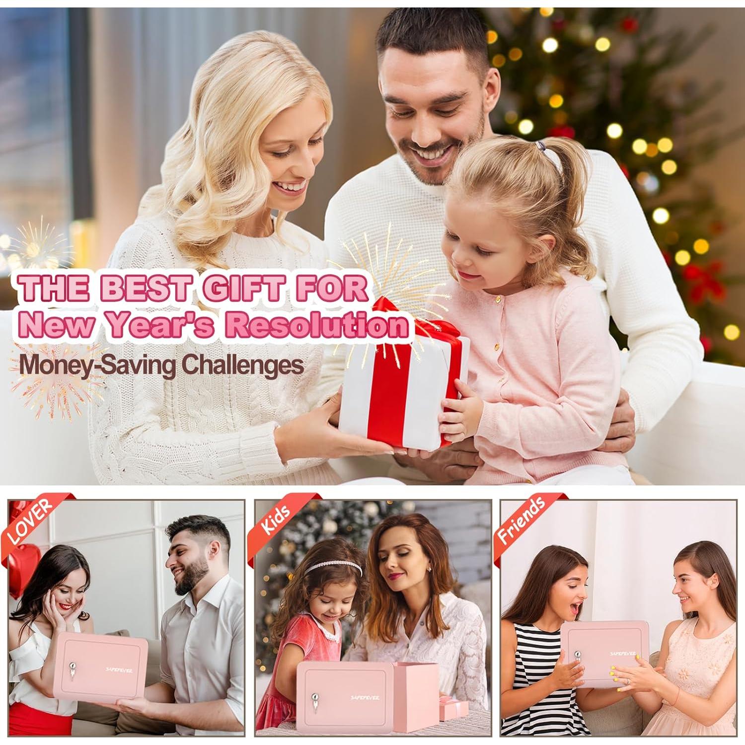 Caja Fuerte Pequeña Safefever Rosa con Llave 17x23x17 cm