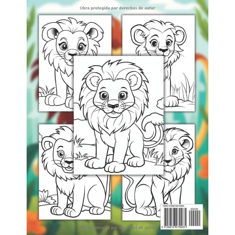 León Libro De Colorear Para Niños: +40 Dibujos Divertidos Y Fáciles De Lindos León Para Colorear Para Niños, Niños Y Niñas Que Aman Los Leones, Relajante Para Aliviar El Estrés (Spanish Edition)