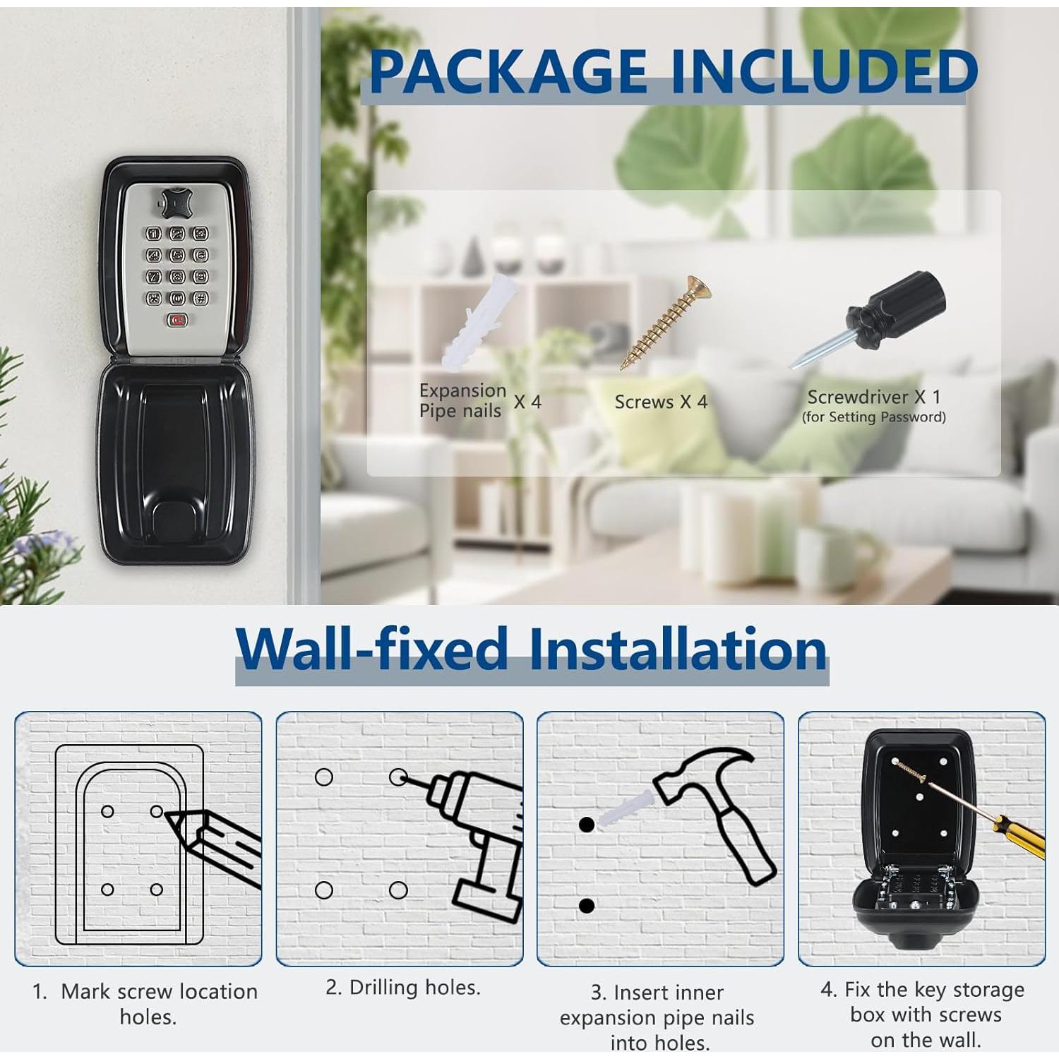 Caja de Llave Montada en Pared Piclafe 12 Dígitos Impermeable