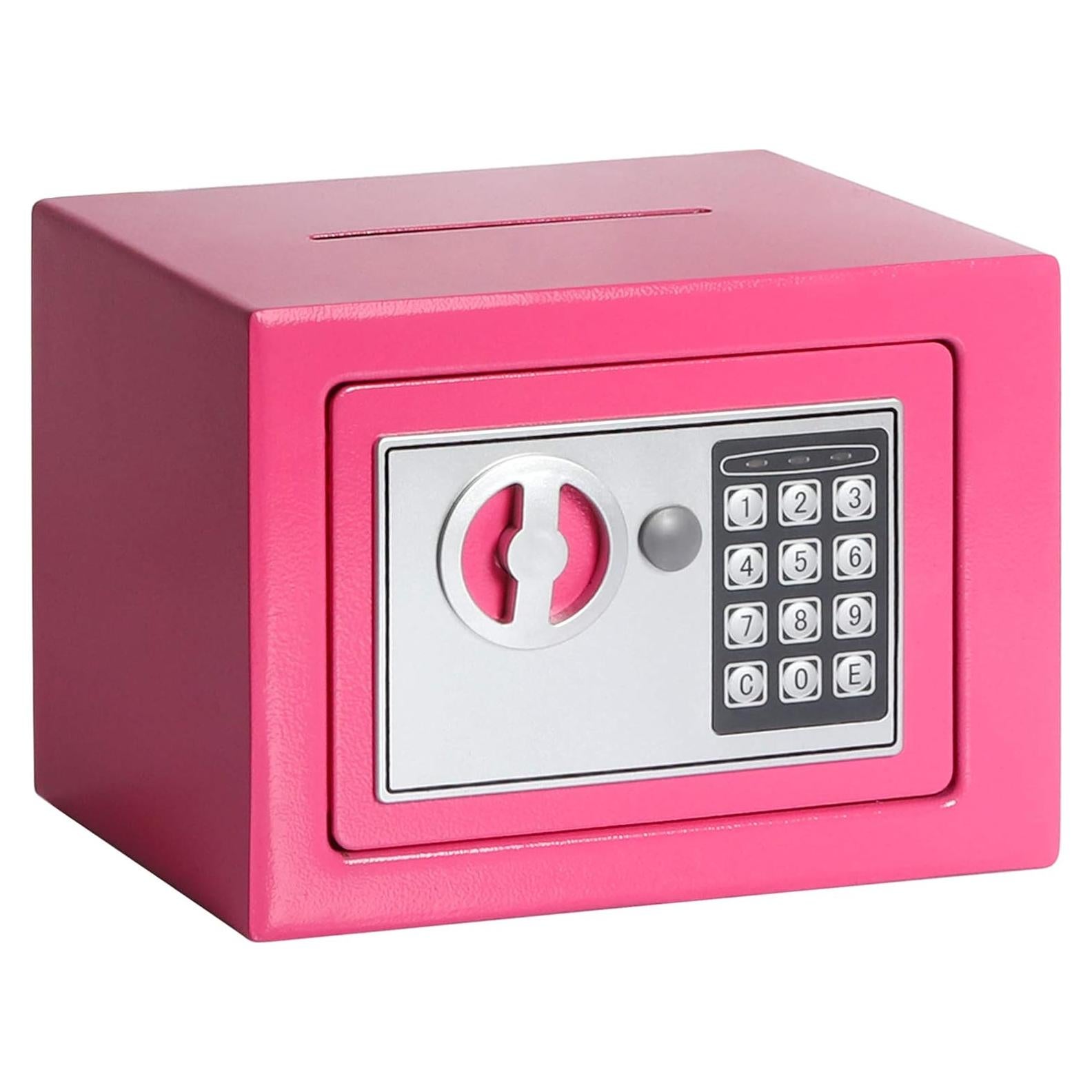 Caja Fuerte Pequeña Jssmst Rosa 0.23 Pies Cúbicos con Teclado