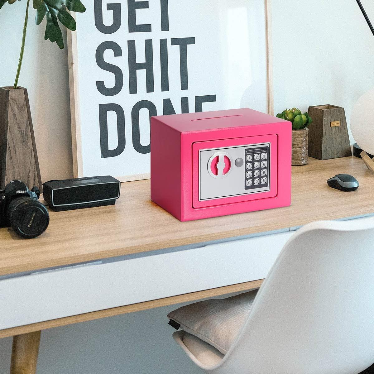 Caja Fuerte Pequeña Jssmst Rosa 0.23 Pies Cúbicos con Teclado