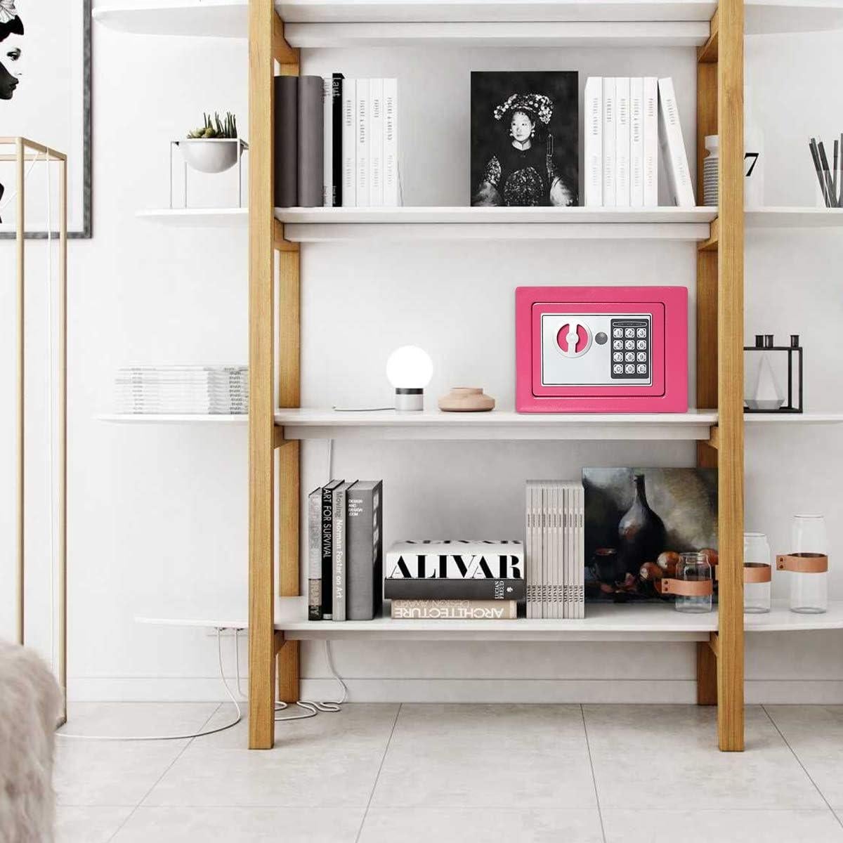 Caja Fuerte Pequeña Jssmst Rosa 0.23 Pies Cúbicos con Teclado