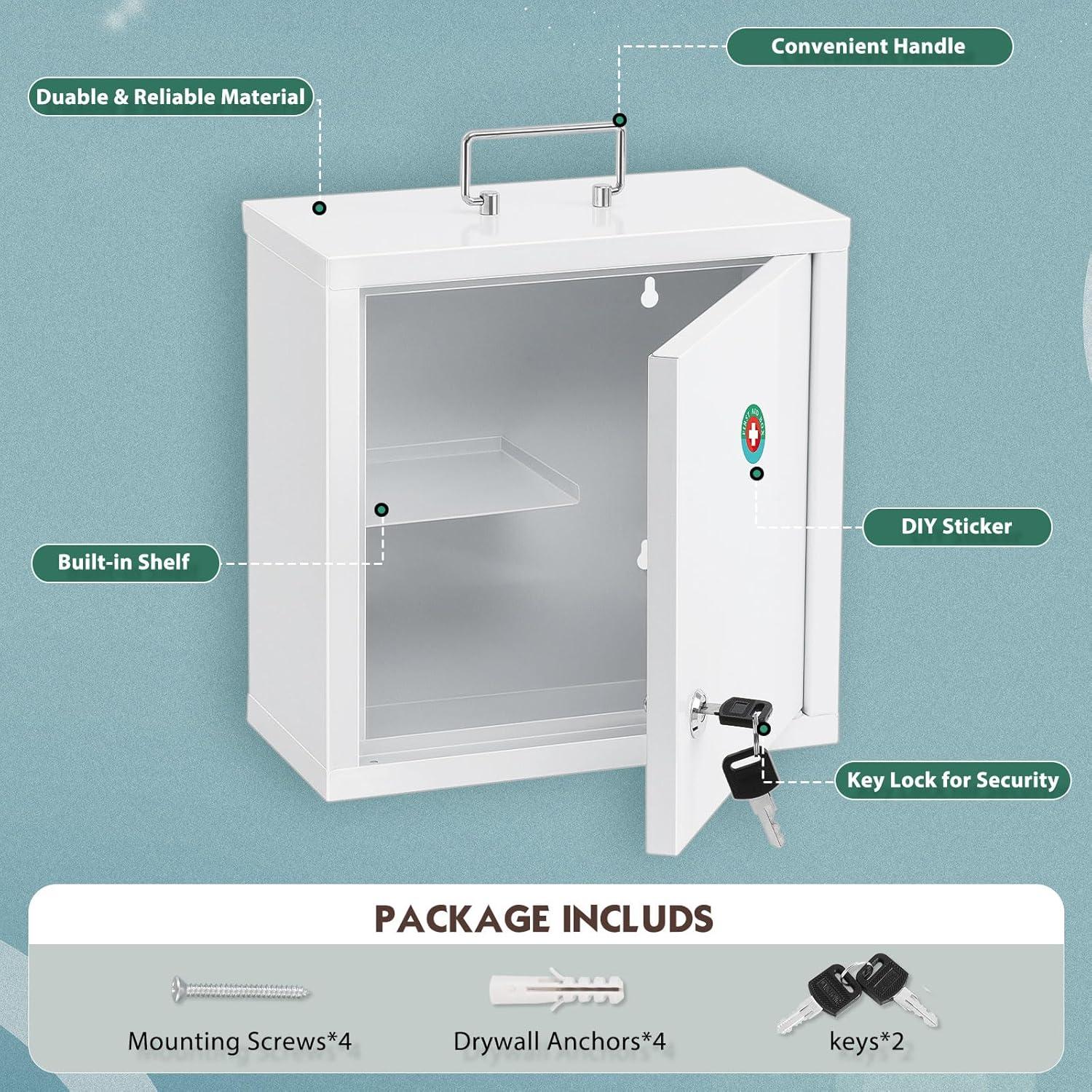 Gabinete Médico con Cerradura KYODOLED 25.4x11.9x25.4 cm Blanco