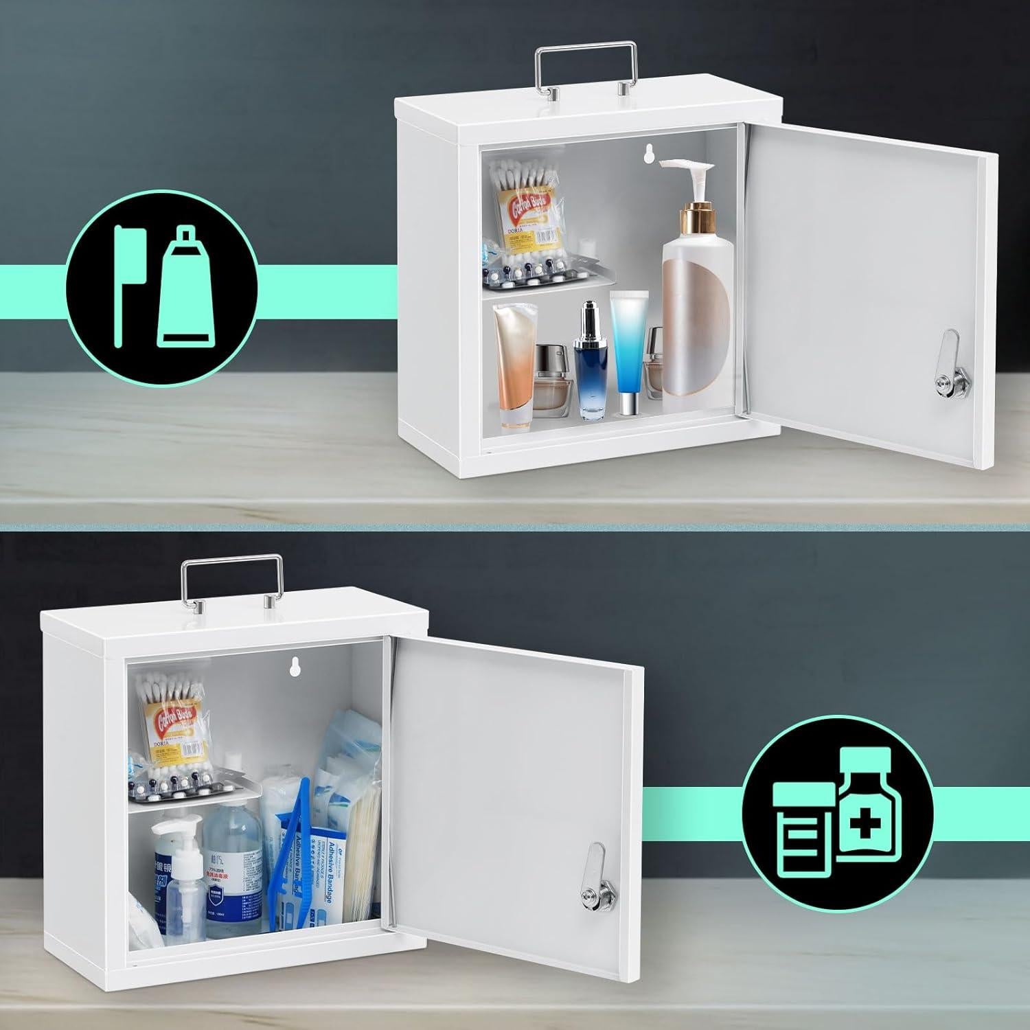 Gabinete Médico con Cerradura KYODOLED 25.4x11.9x25.4 cm Blanco