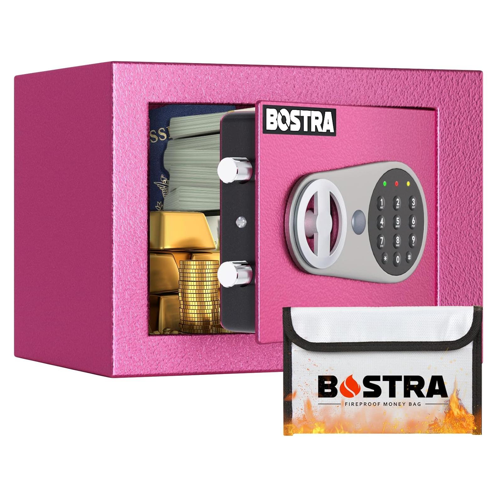 Caja Fuerte Bostra a Prueba de Fuego Rosa 0.23 Pies³ con Luz Sensor