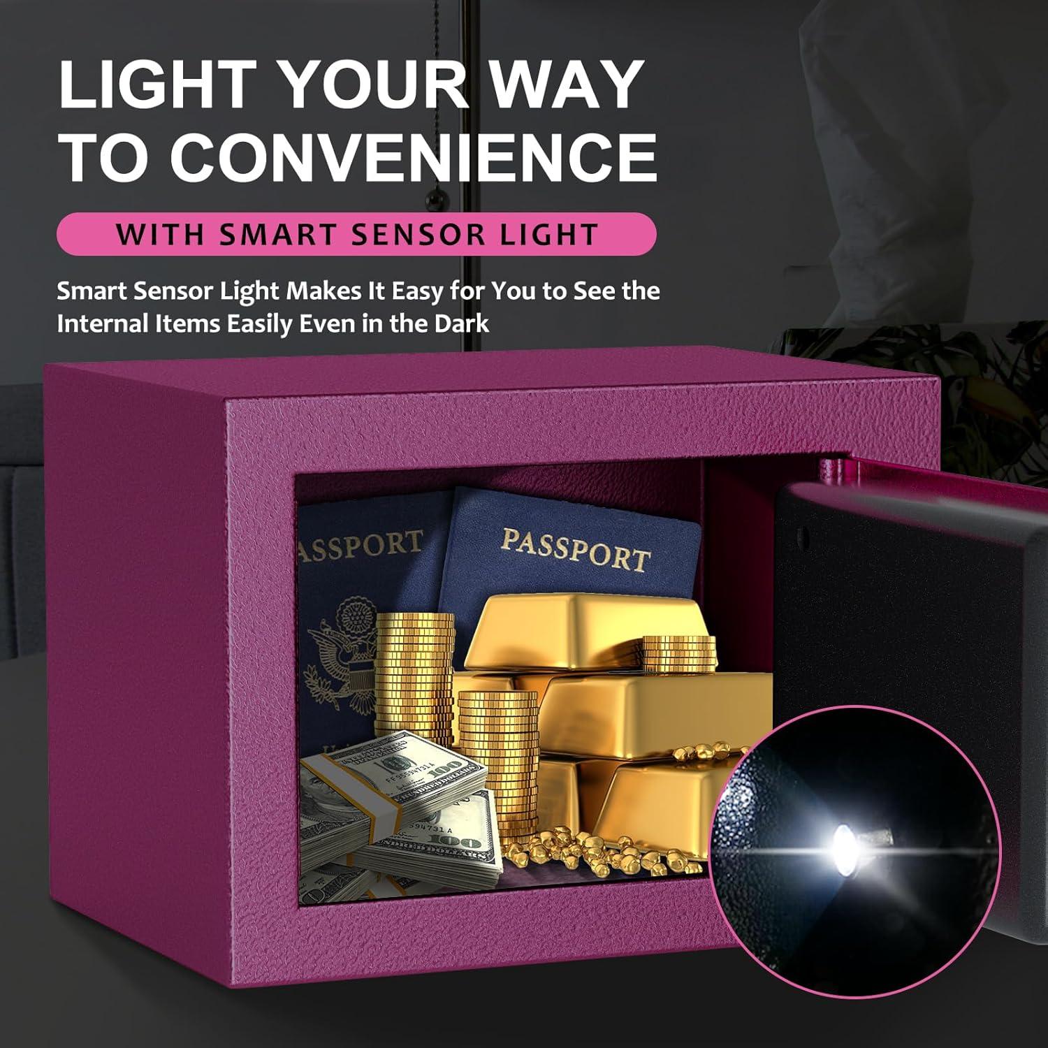 Caja Fuerte Bostra a Prueba de Fuego Rosa 0.23 Pies³ con Luz Sensor