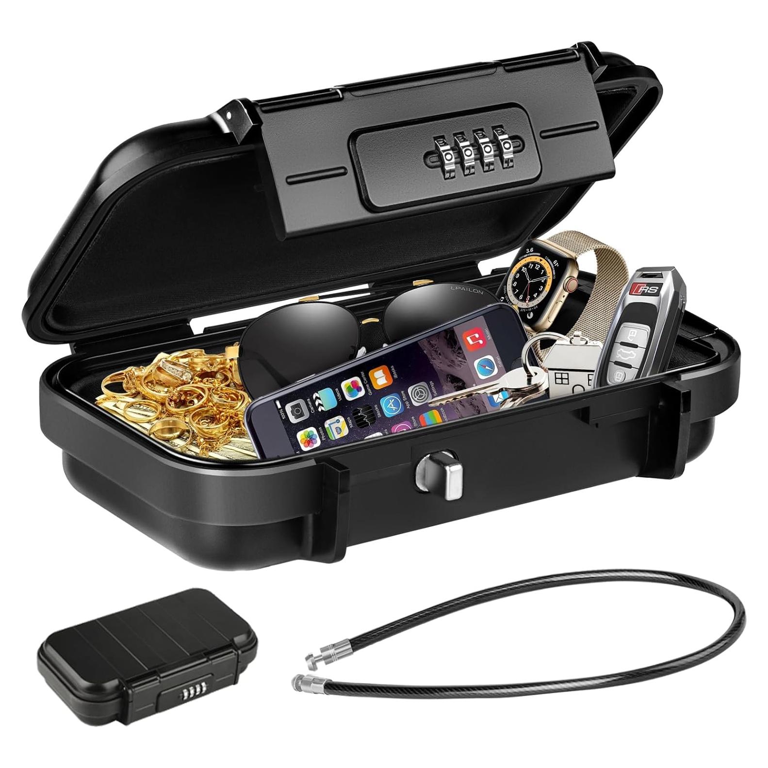 Caja Fuerte Portátil HUANLANG Negra con Cerradura de Combinación