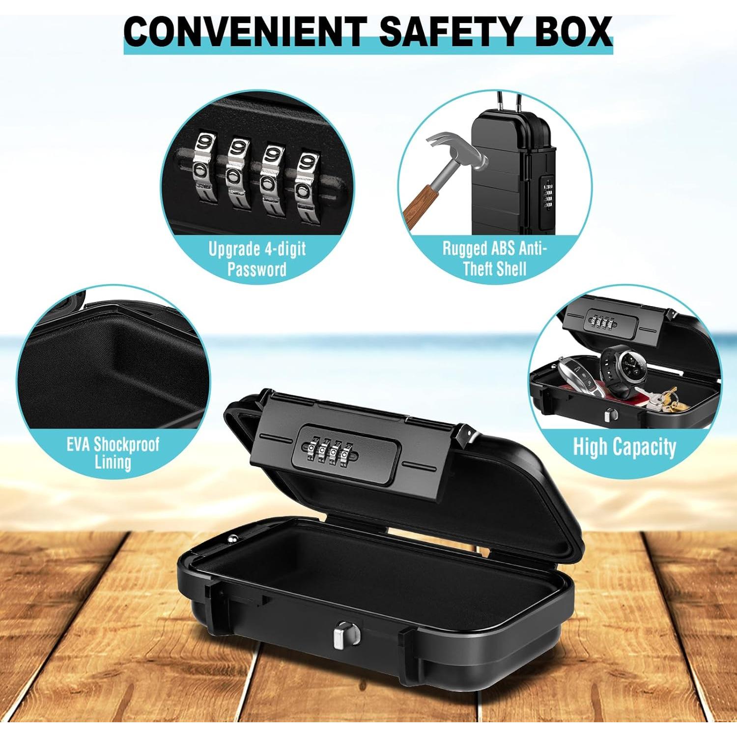 Caja Fuerte Portátil HUANLANG Negra con Cerradura de Combinación