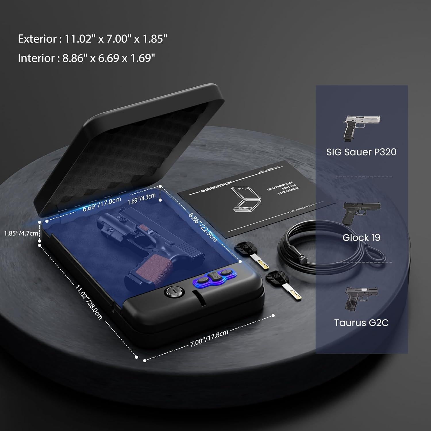 Caja Fuerte Portátil Grimtron VT1136 Electrónica para Pistolas