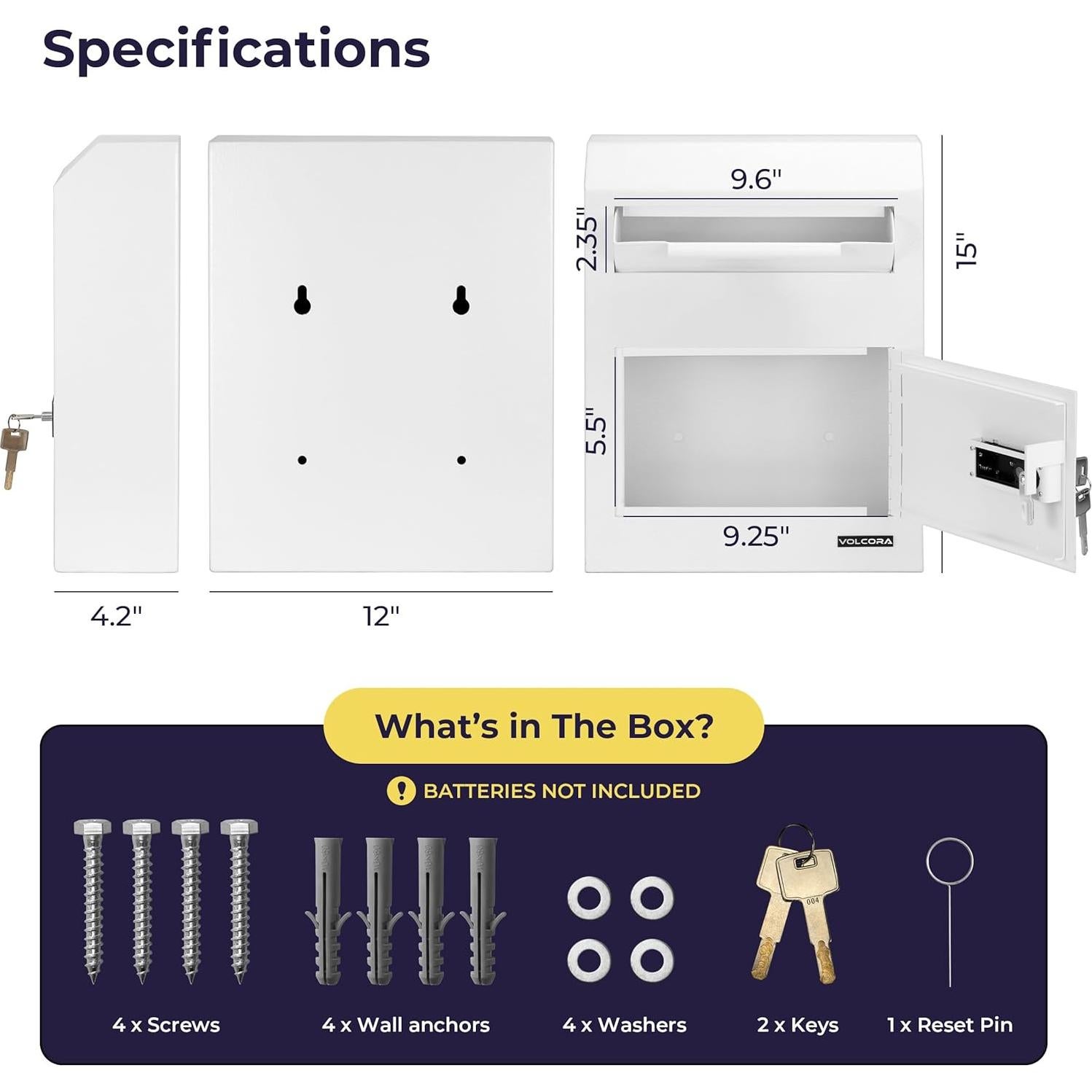 Caja de Depósito Volcora con Cerradura Electrónica 38.1x30.5cm