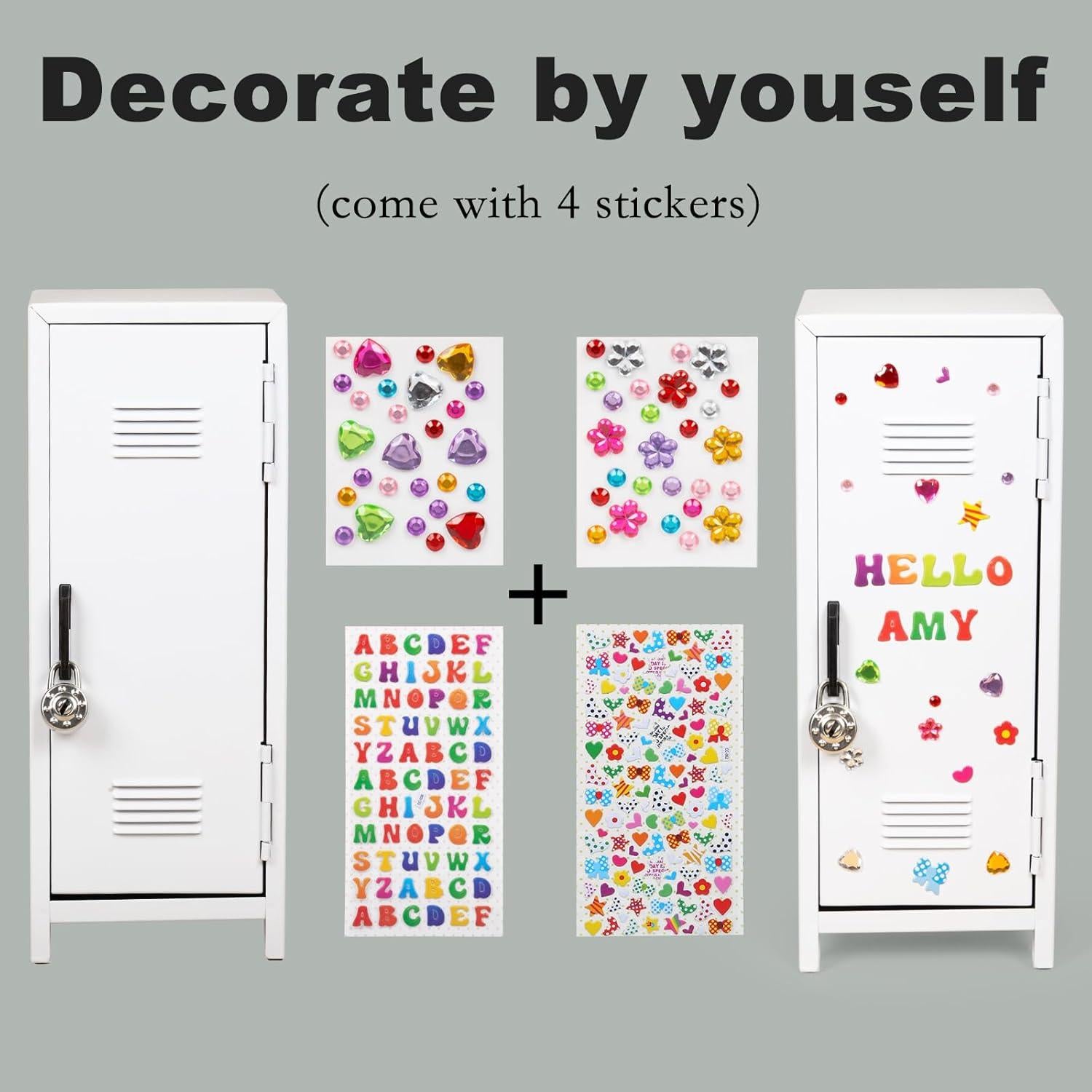 Mini Taquilla de Metal Svartur con Cerradura y Stickers - Azul Claro