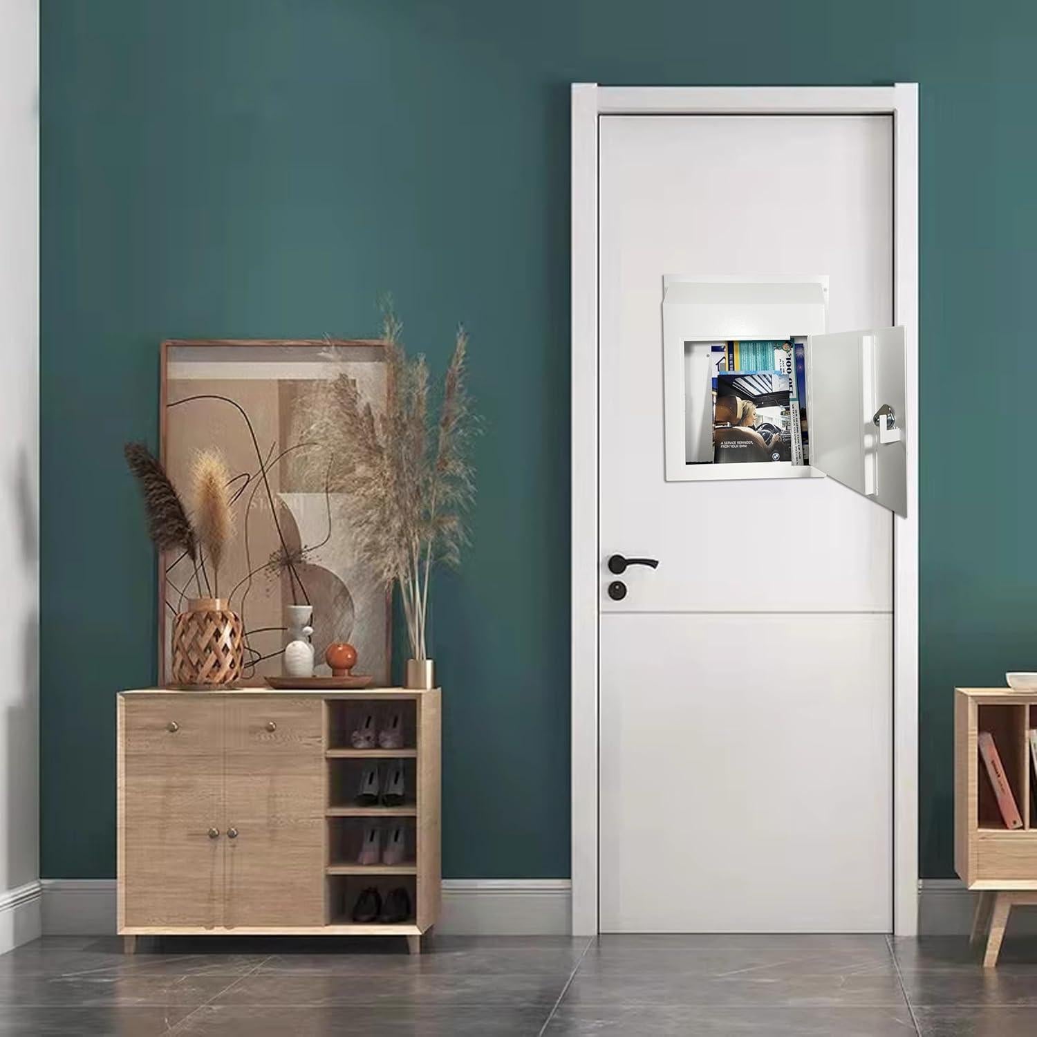 Buzón de Correo con Cerradura Plugsharge, Acero Galvanizado, Blanco