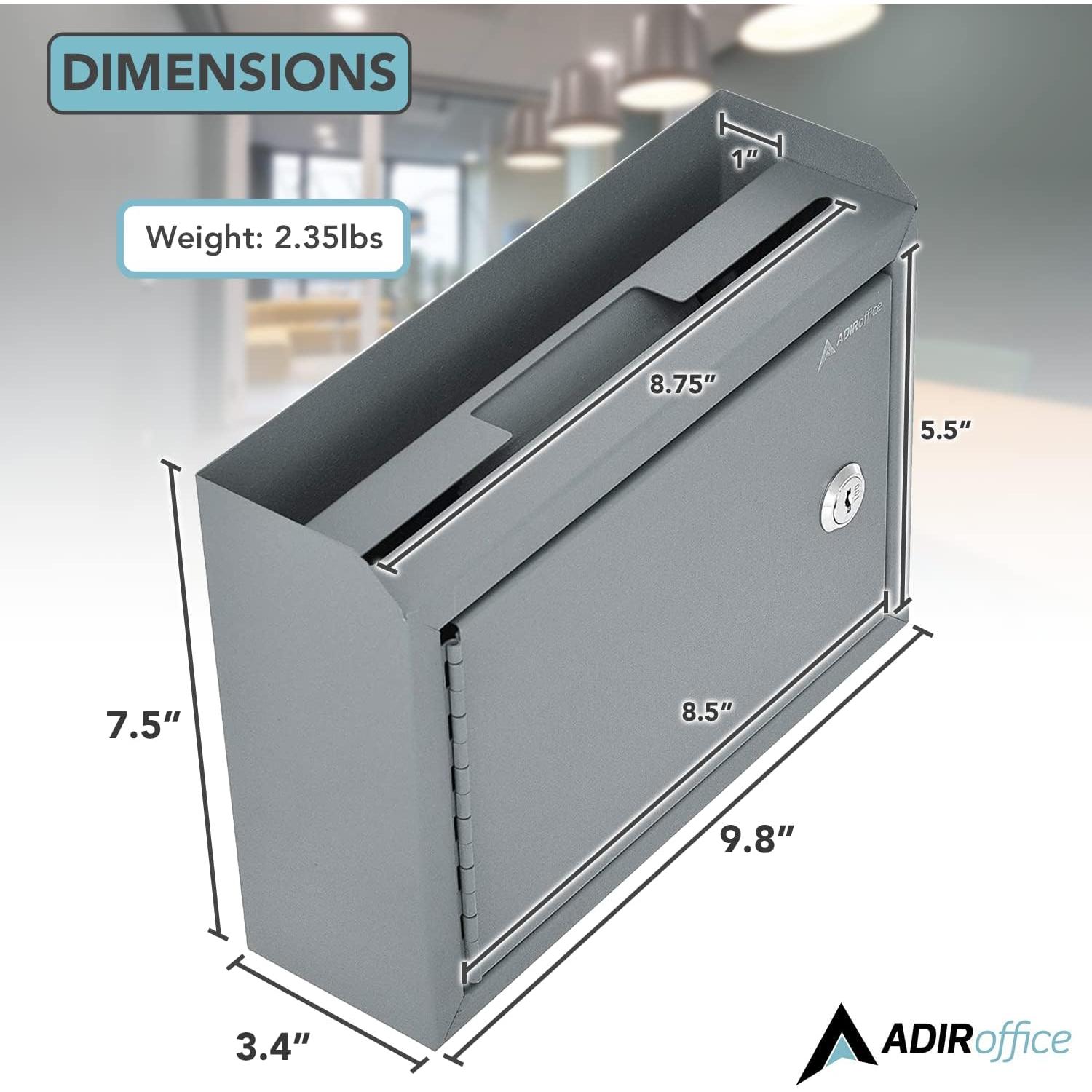 Caja de Sugerencias Adir Gris con Cerradura 24.9x19.1x8.6 cm