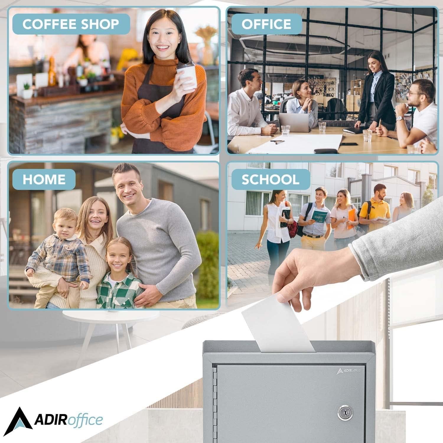 Caja de Sugerencias Adir Gris con Cerradura 24.9x19.1x8.6 cm