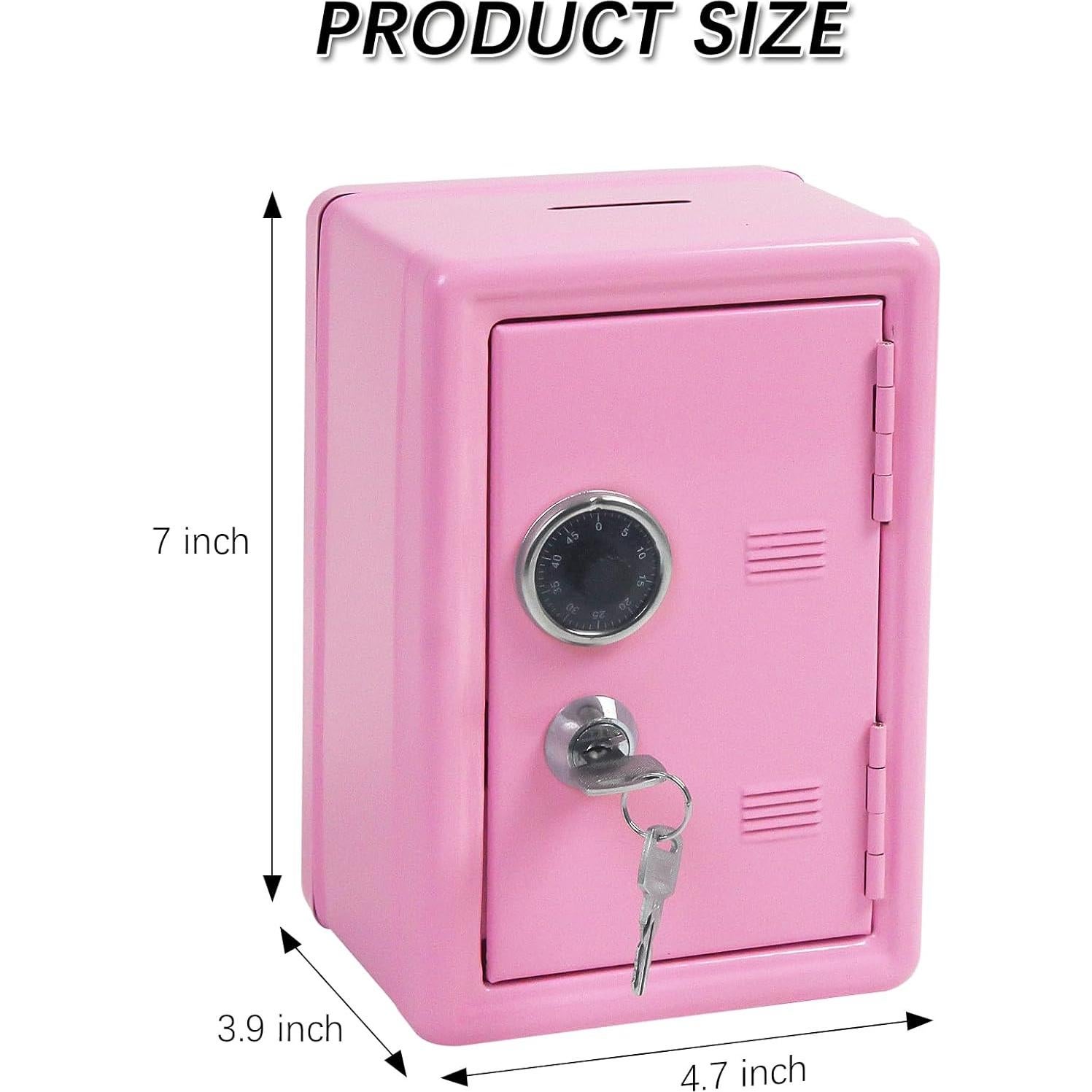 Hucha de Metal PACOLO con Llave Rosa 17.78x11.94x9.91 cm