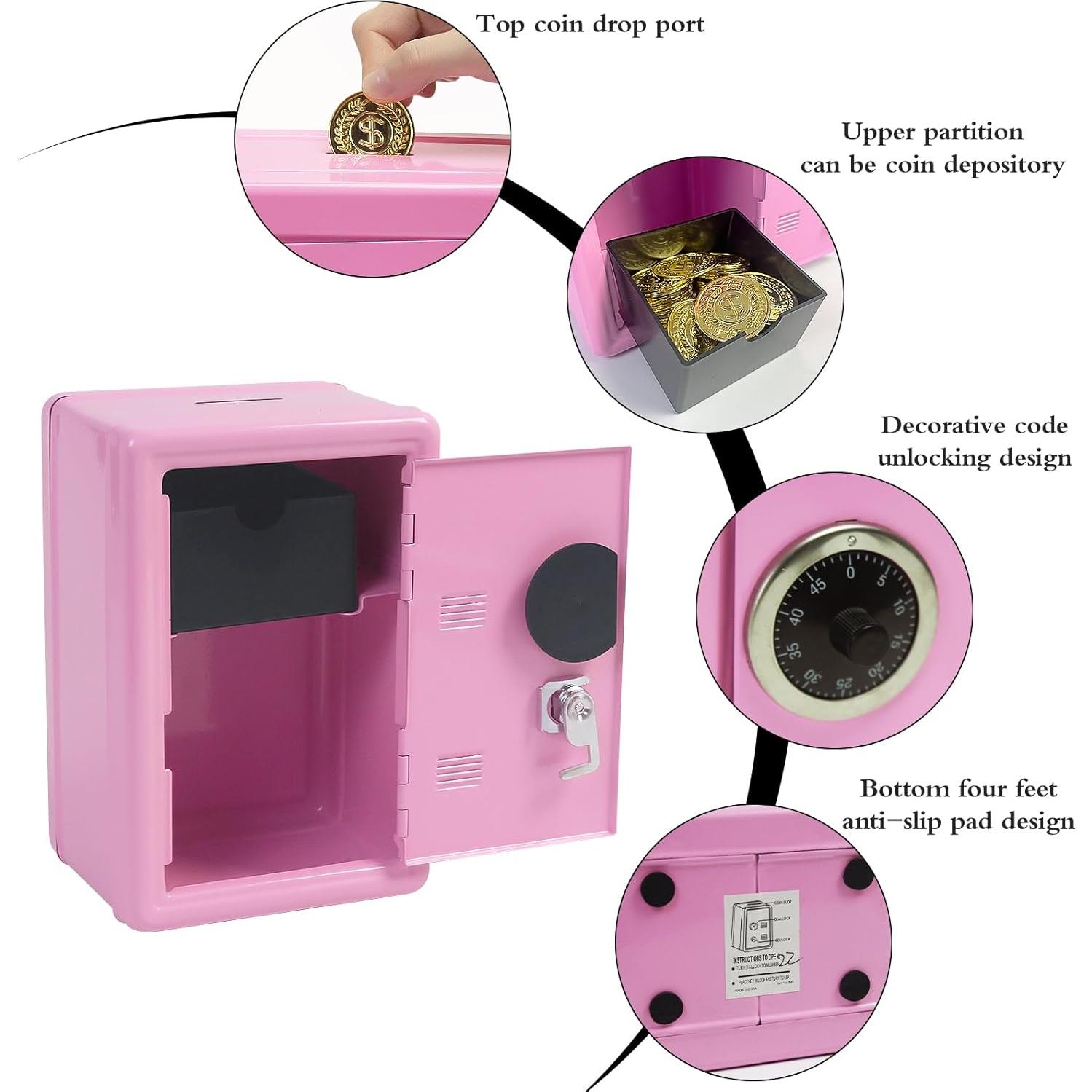 Hucha de Metal PACOLO con Llave Rosa 17.78x11.94x9.91 cm