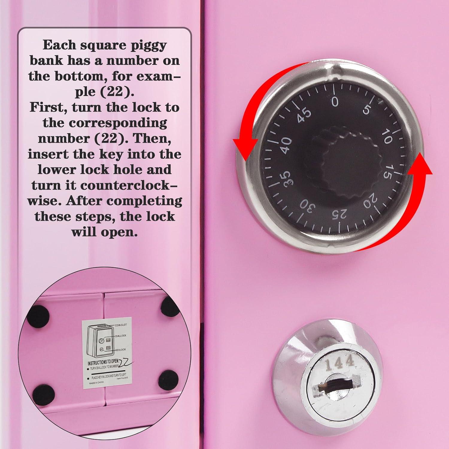 Hucha de Metal PACOLO con Llave Rosa 17.78x11.94x9.91 cm