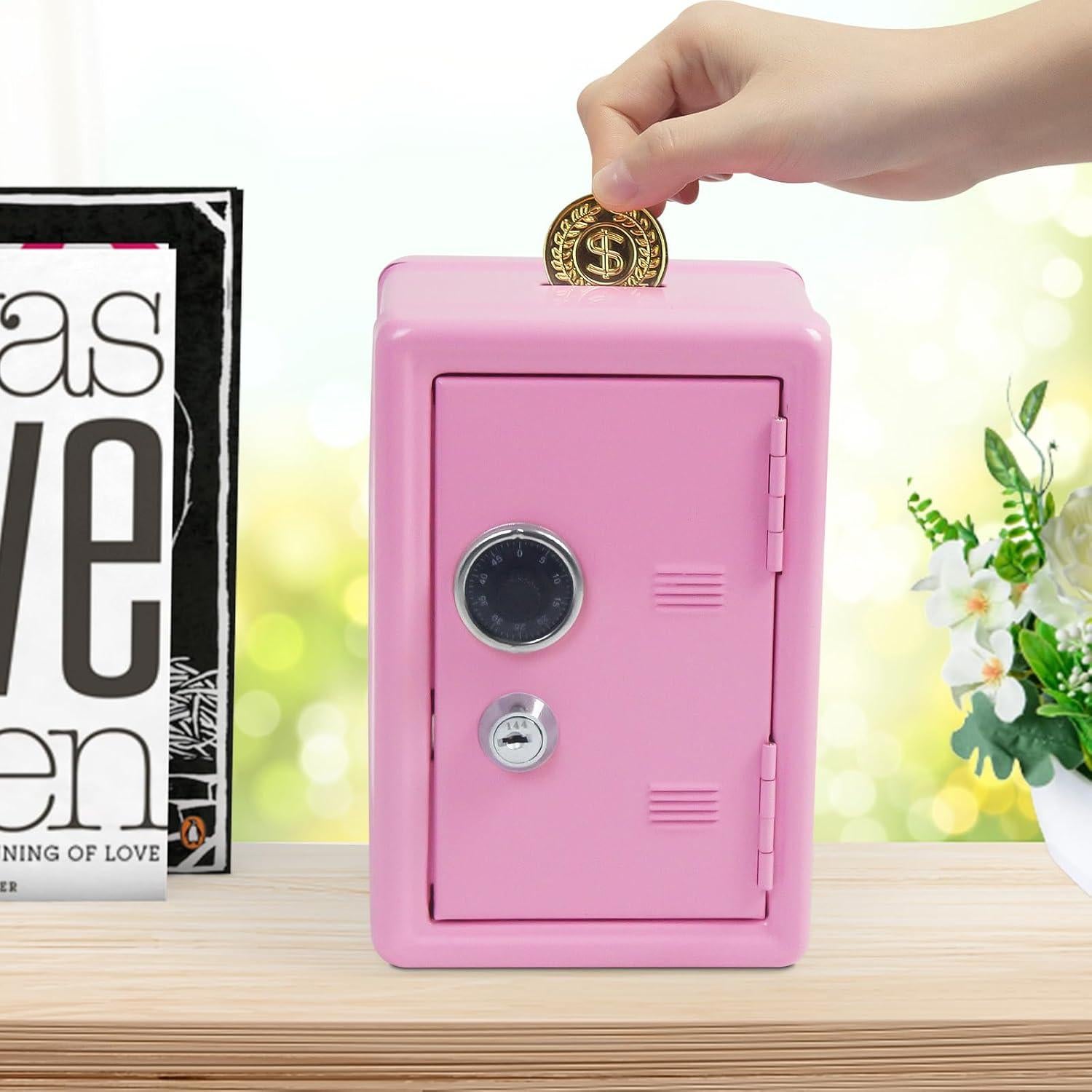 Hucha de Metal PACOLO con Llave Rosa 17.78x11.94x9.91 cm